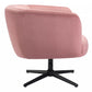 30" Pink And Black Velvet Swivel Barrel Chair By Homeroots | Armchairs | Modishstore - 3