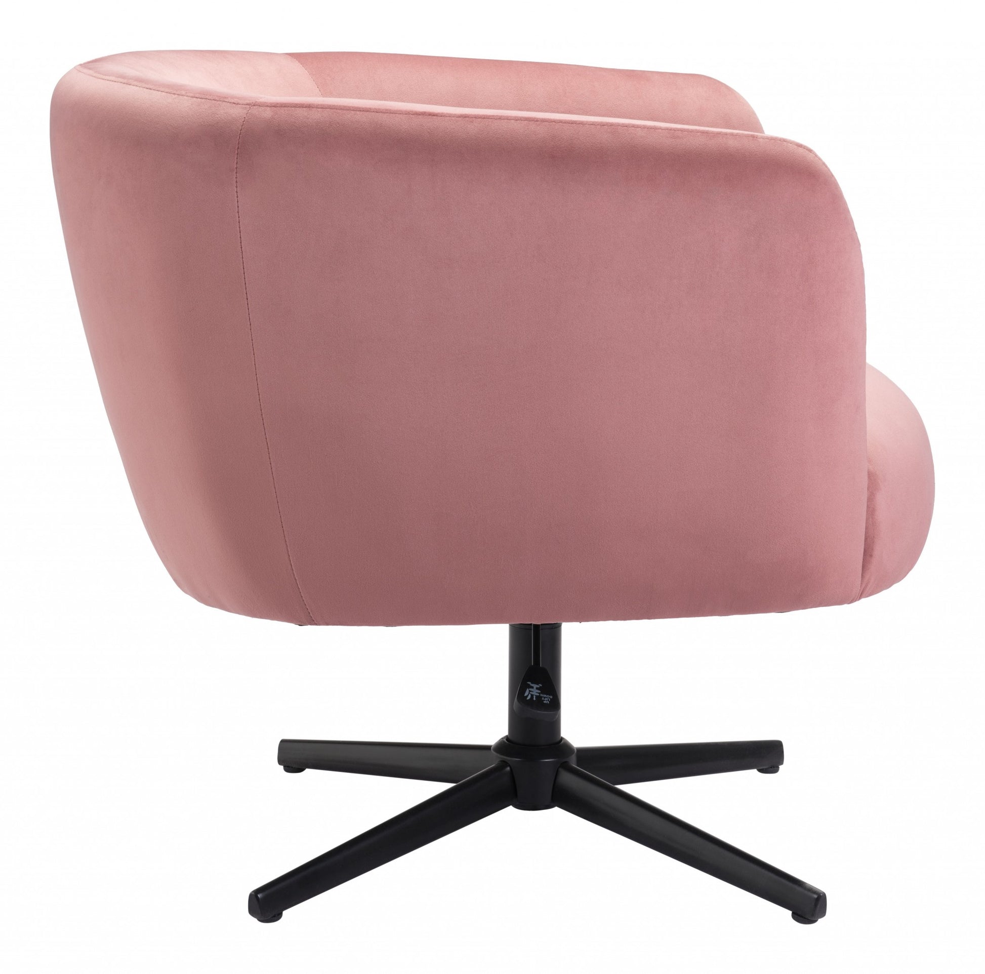 30" Pink And Black Velvet Swivel Barrel Chair By Homeroots | Armchairs | Modishstore - 3