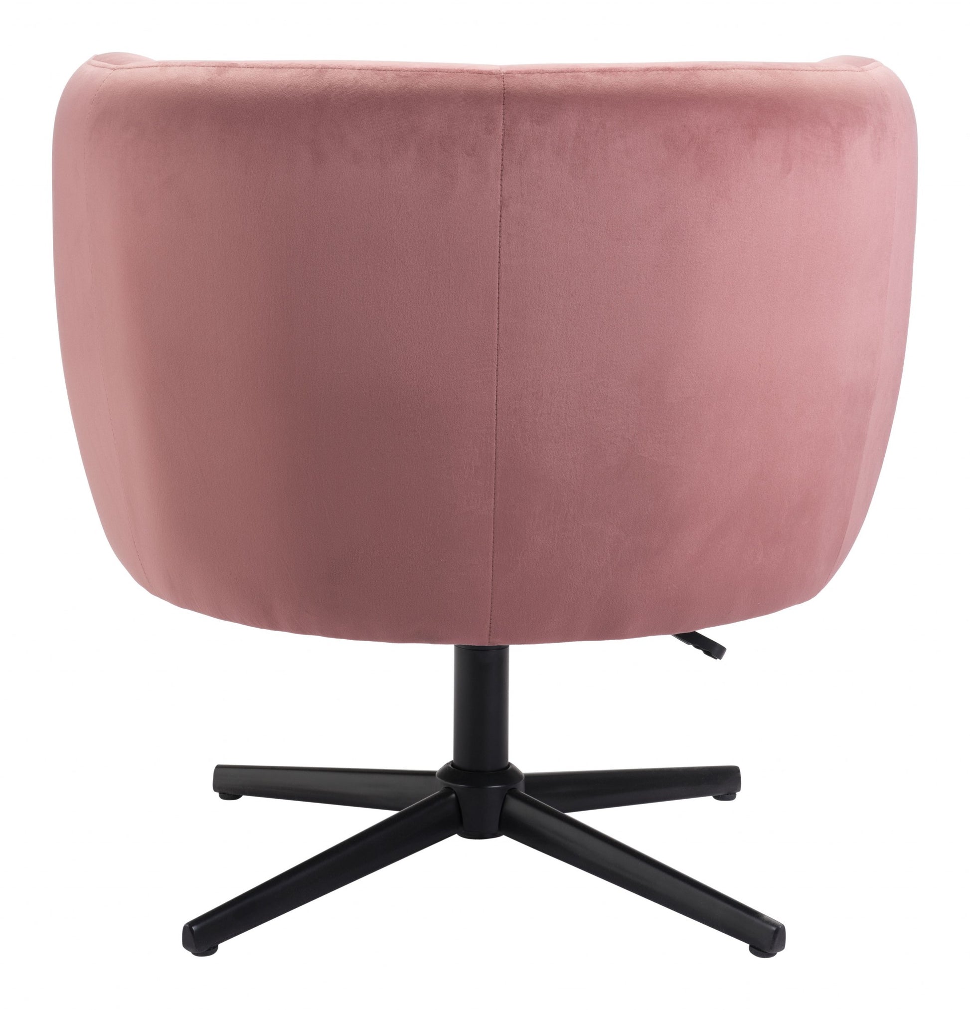 30" Pink And Black Velvet Swivel Barrel Chair By Homeroots | Armchairs | Modishstore - 5