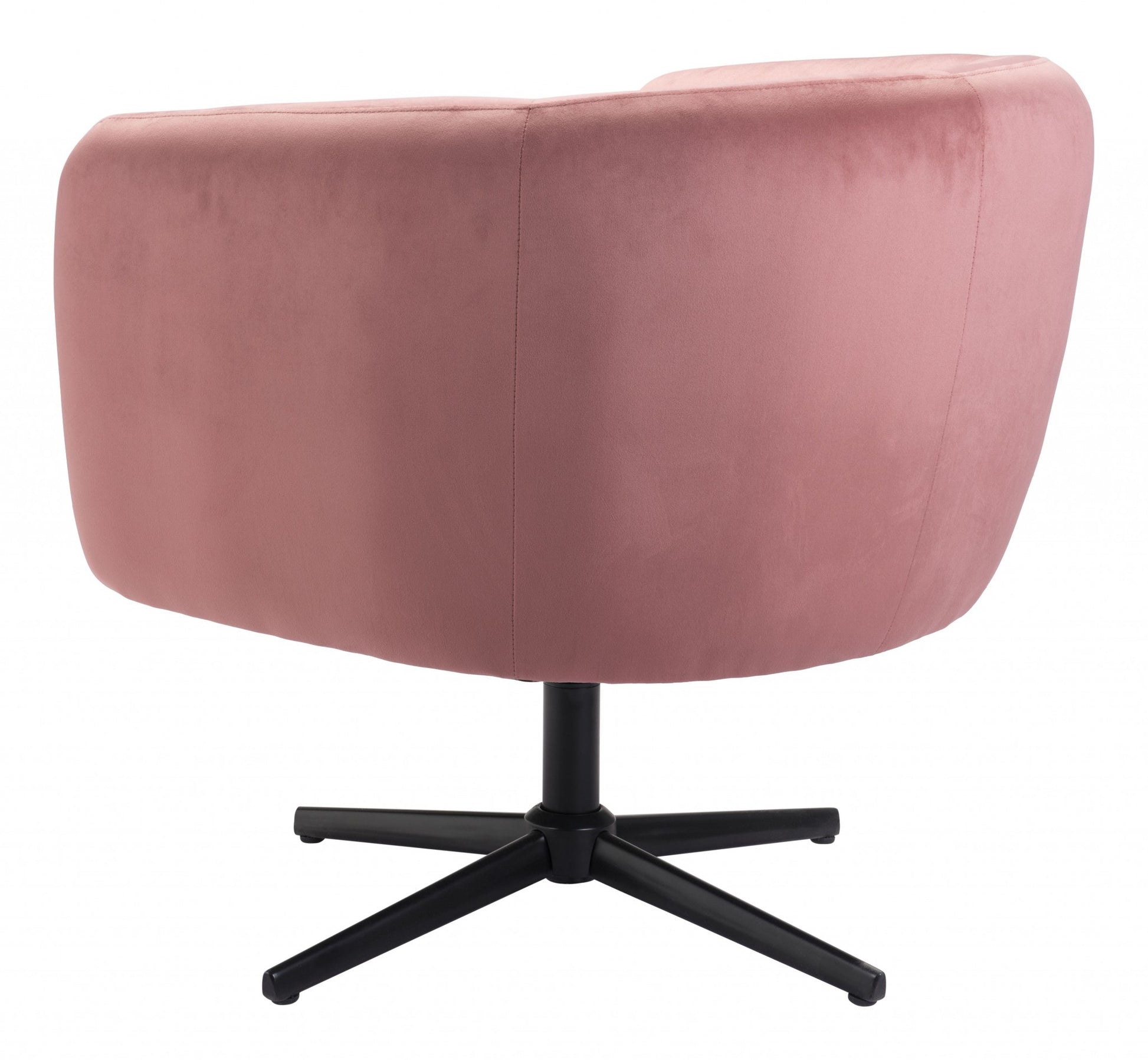 30" Pink And Black Velvet Swivel Barrel Chair By Homeroots | Armchairs | Modishstore - 6