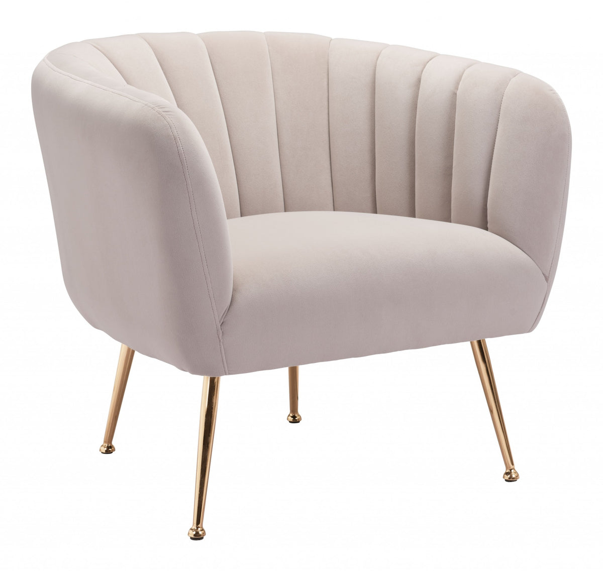 Ivory and Gold Super Soft Vertical Channel Accent Club Chair By Homeroots | Armchairs | Modishstore