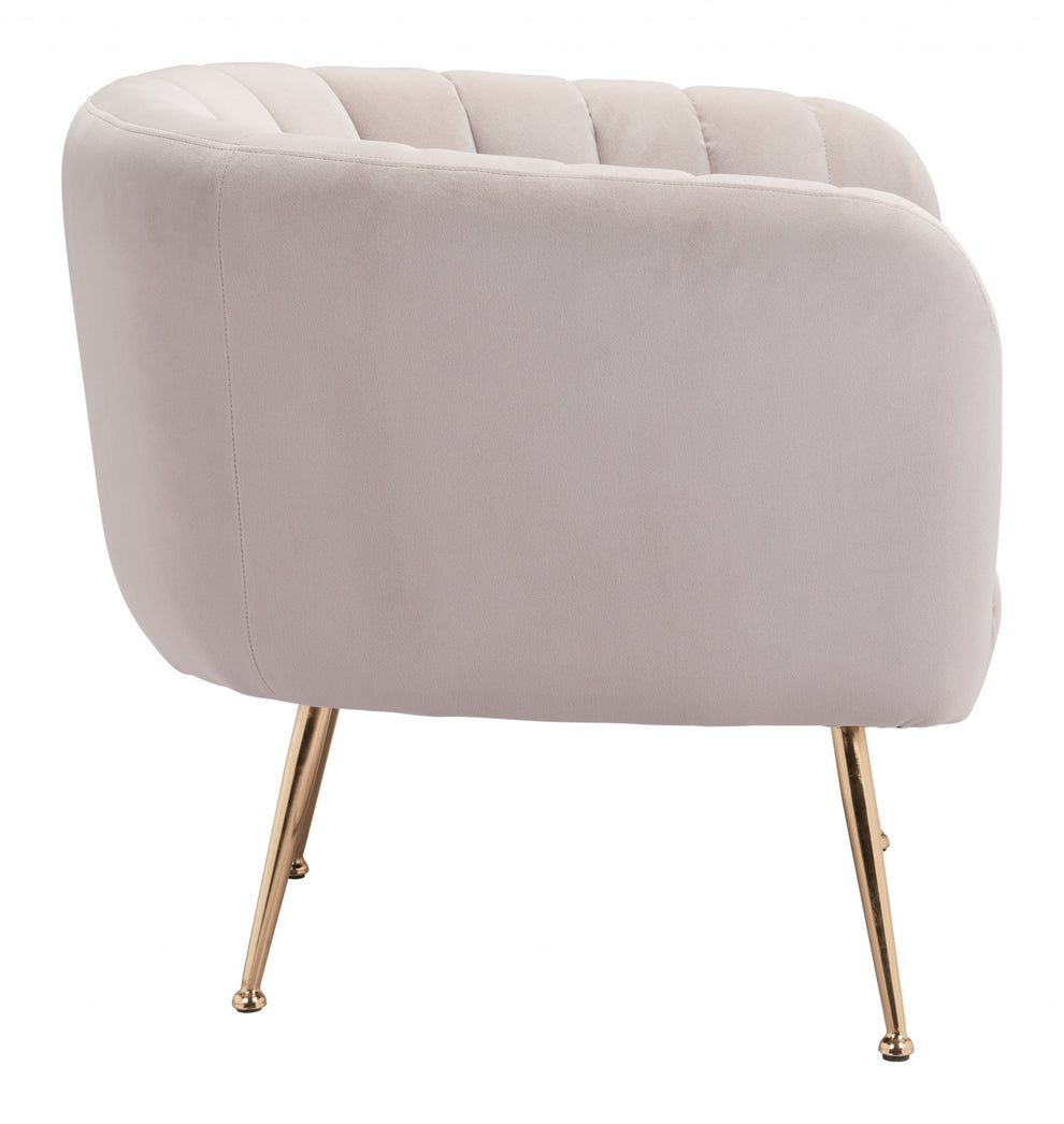 Ivory and Gold Super Soft Vertical Channel Accent Club Chair By Homeroots | Armchairs | Modishstore - 2