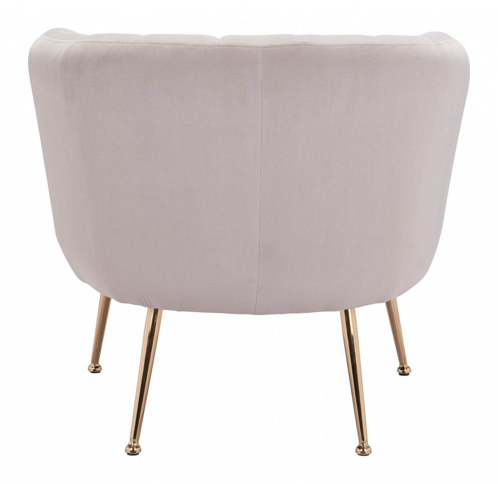 Ivory and Gold Super Soft Vertical Channel Accent Club Chair By Homeroots | Armchairs | Modishstore - 4
