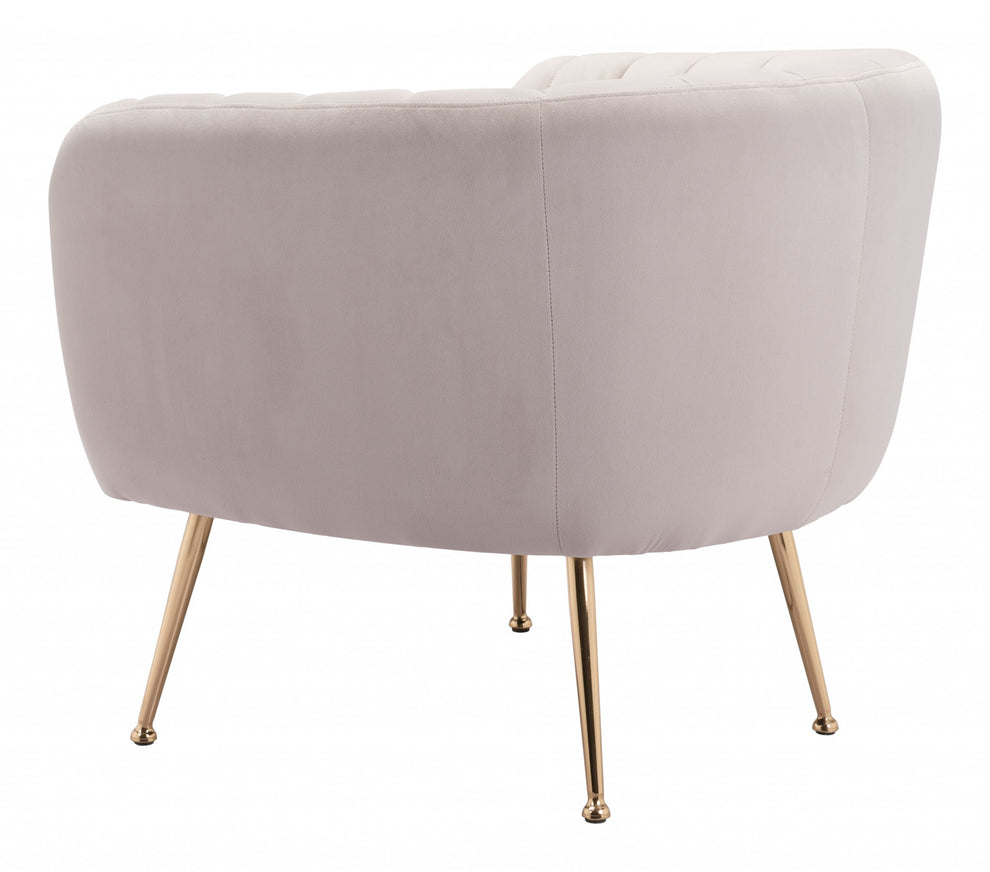 Ivory and Gold Super Soft Vertical Channel Accent Club Chair By Homeroots | Armchairs | Modishstore - 5