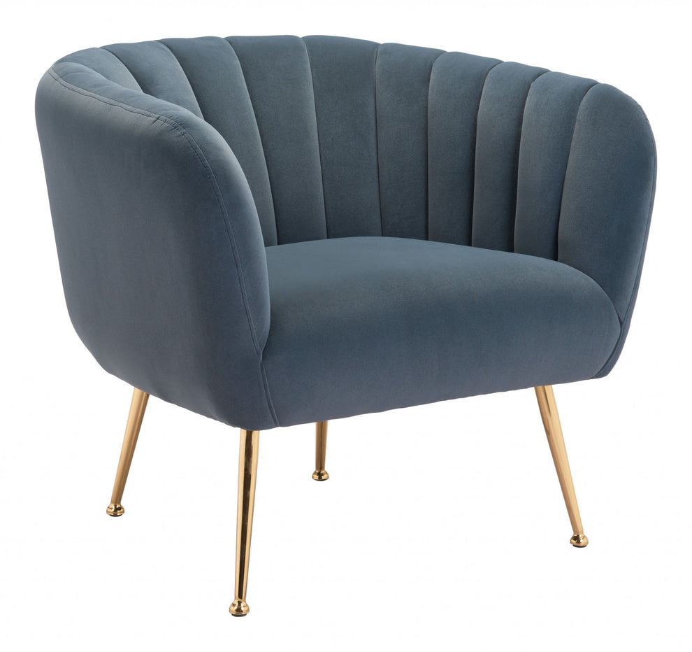 30" Gray And Gold Velvet Tufted Club Chair By Homeroots | Armchairs | Modishstore - 2