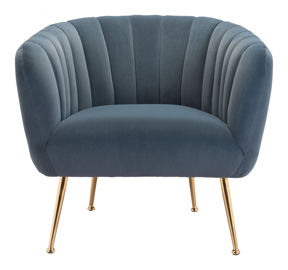 30" Gray And Gold Velvet Tufted Club Chair By Homeroots | Armchairs | Modishstore - 4