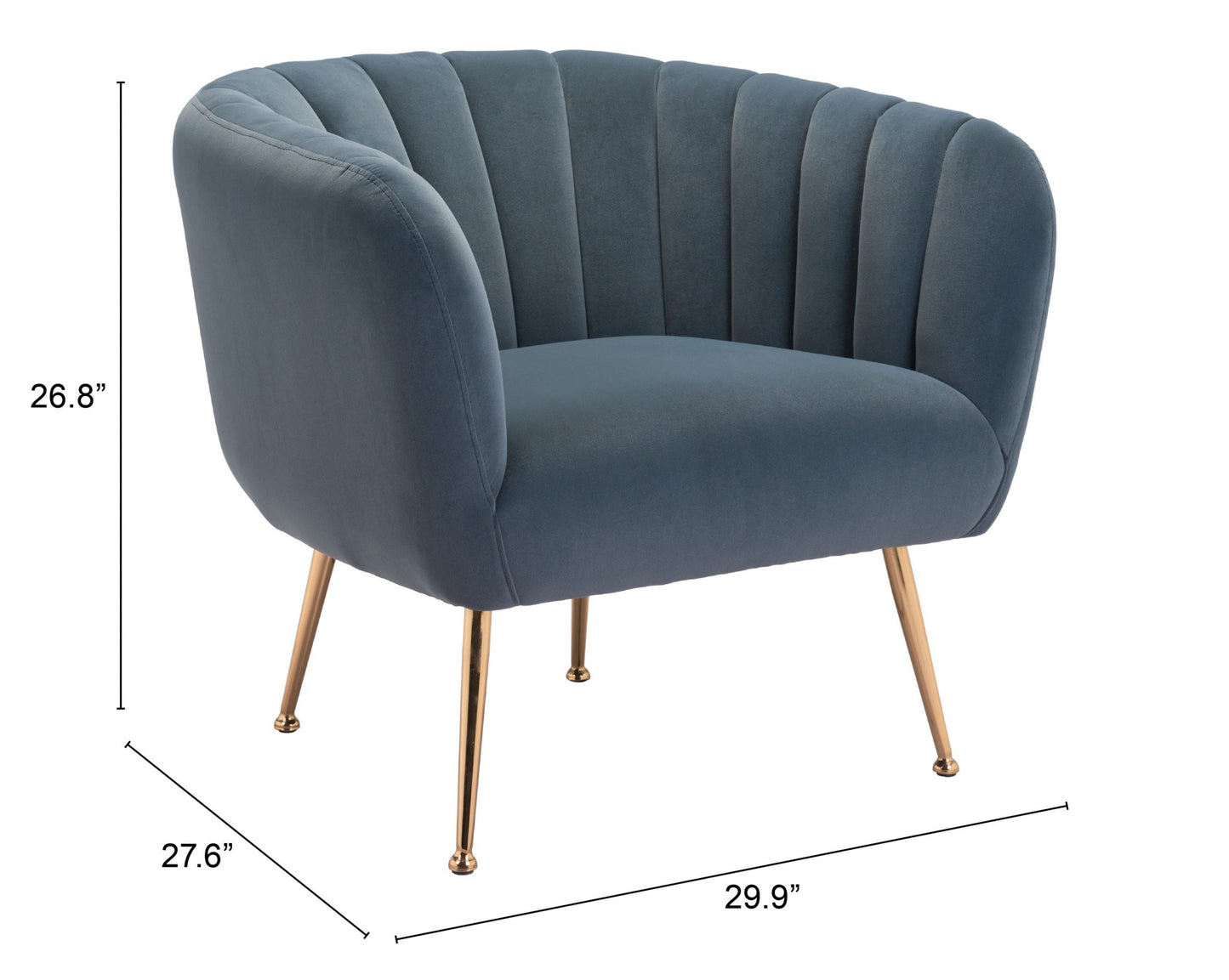 30" Gray And Gold Velvet Tufted Club Chair By Homeroots | Armchairs | Modishstore - 8