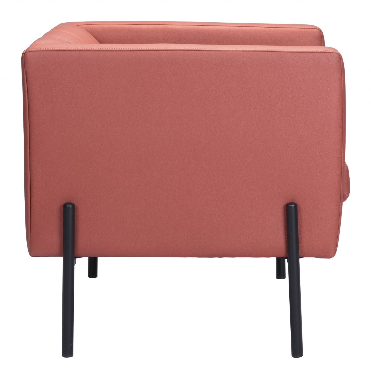 28" Rust And Black Faux Leather Tufted Barrel Chair By Homeroots | Armchairs | Modishstore - 3