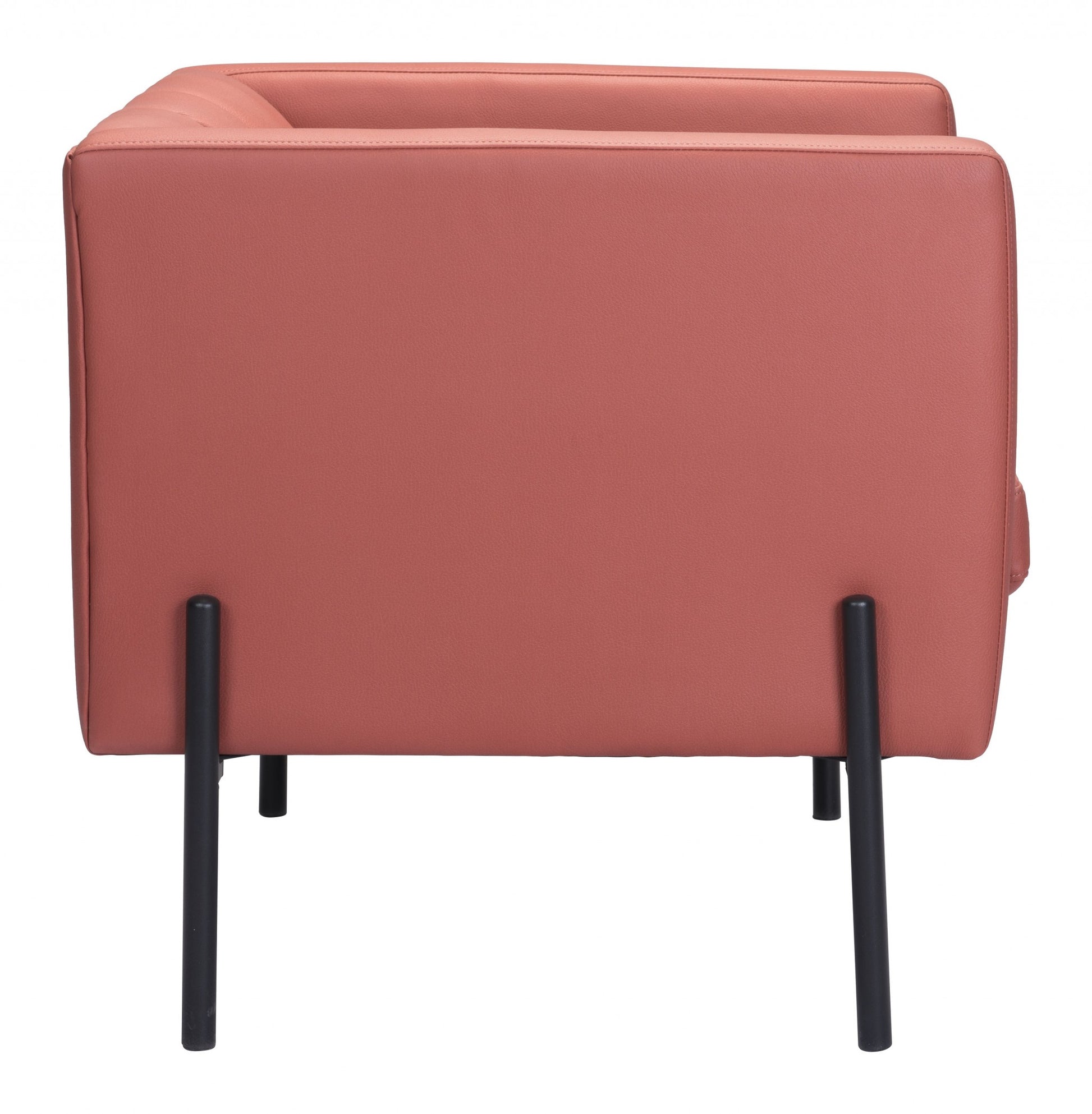 28" Rust And Black Faux Leather Tufted Barrel Chair By Homeroots | Armchairs | Modishstore - 3