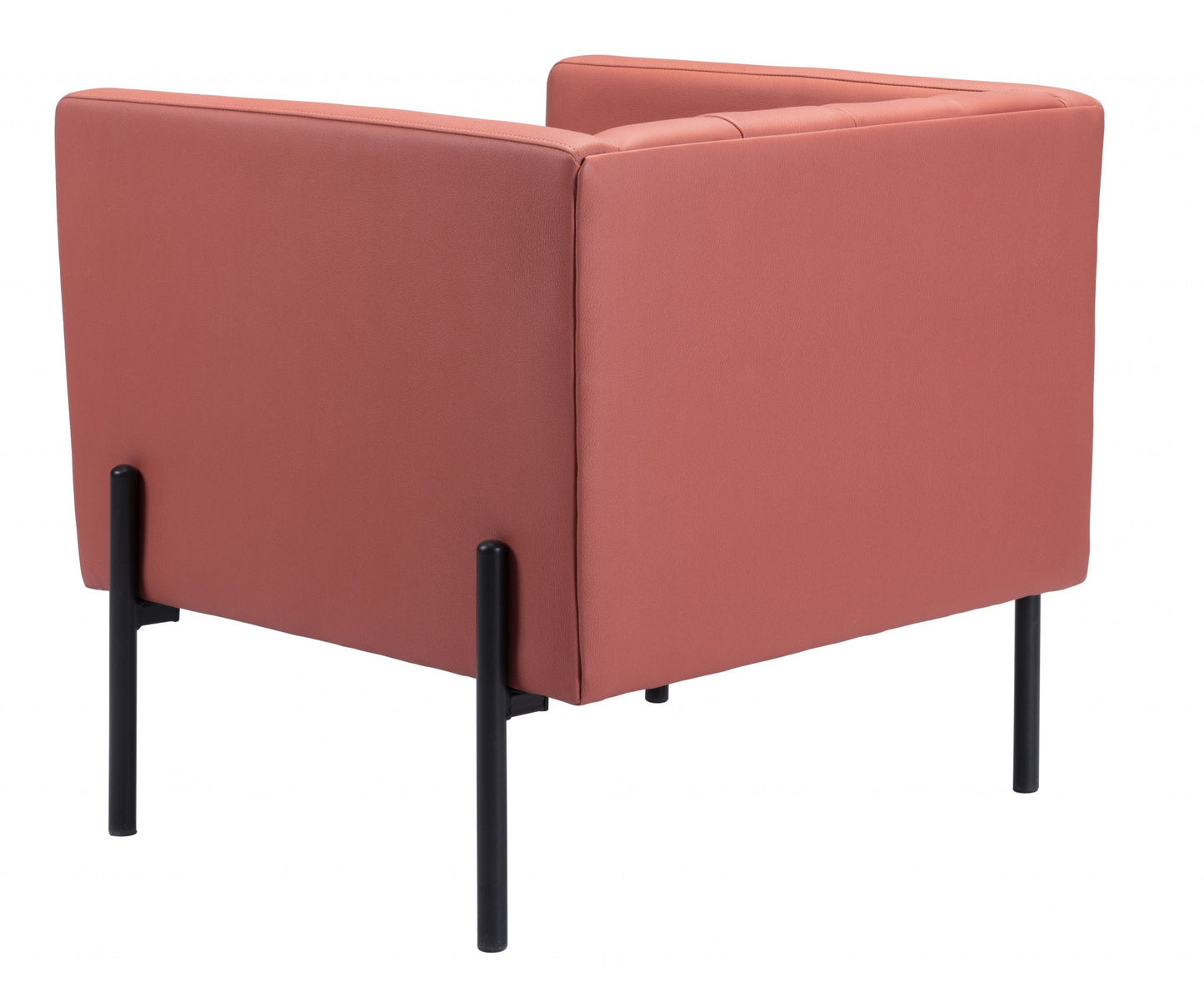 28" Rust And Black Faux Leather Tufted Barrel Chair By Homeroots | Armchairs | Modishstore - 6