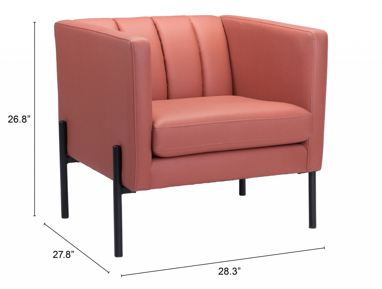 28" Rust And Black Faux Leather Tufted Barrel Chair By Homeroots | Armchairs | Modishstore - 9