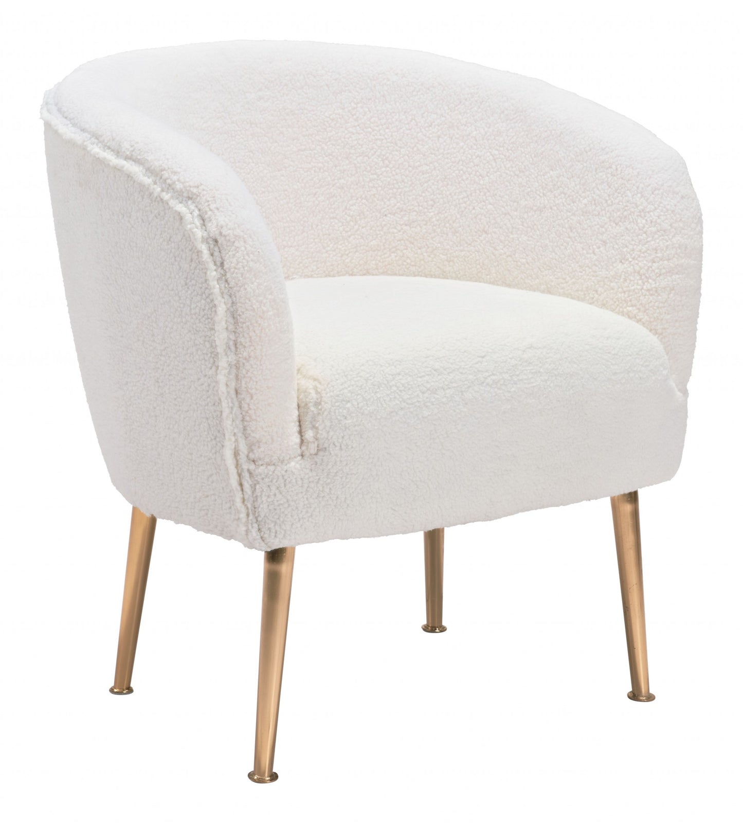 29" Beige Sherpa And Gold Arm Chair By Homeroots