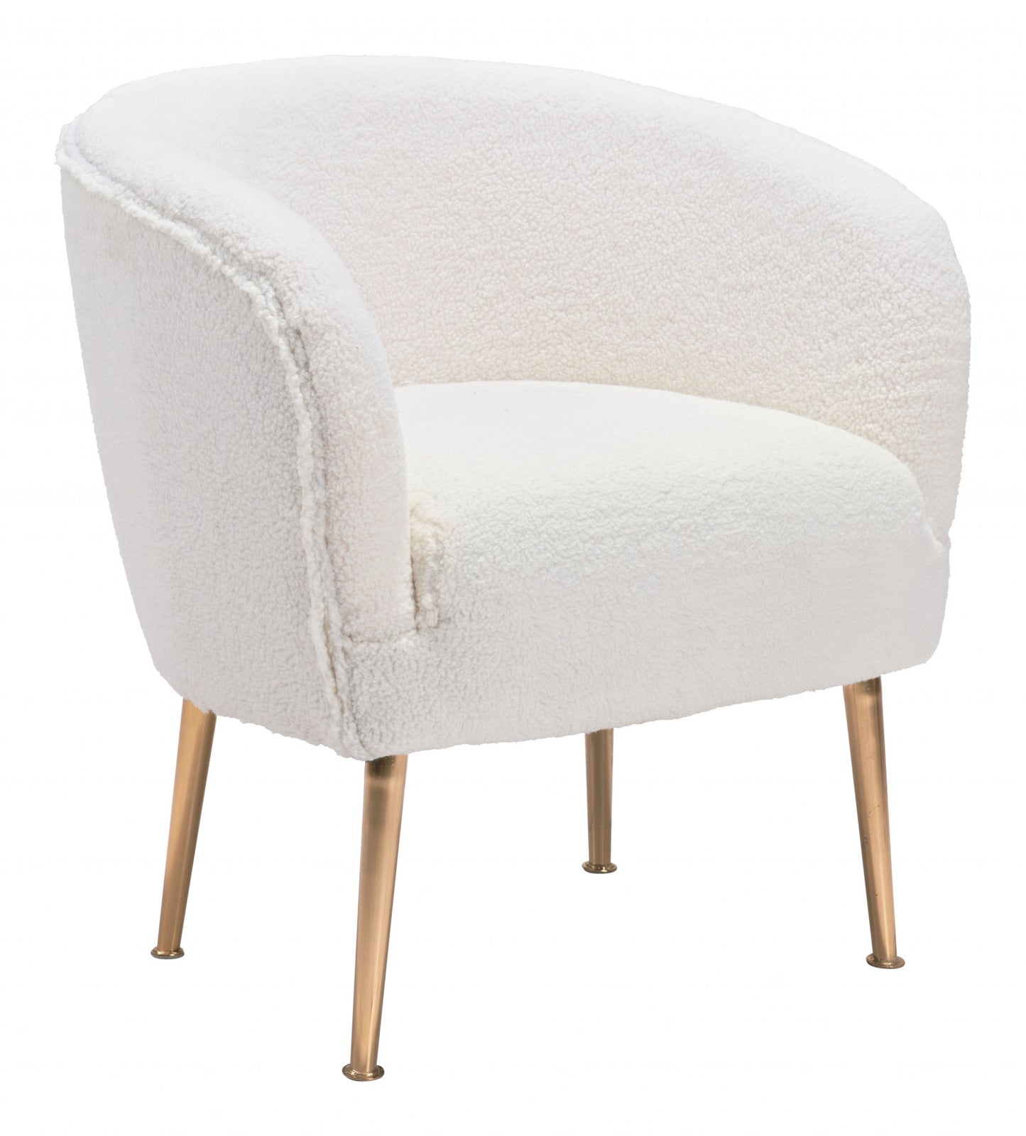 29" Beige Sherpa And Gold Arm Chair By Homeroots | Armchairs | Modishstore - 2
