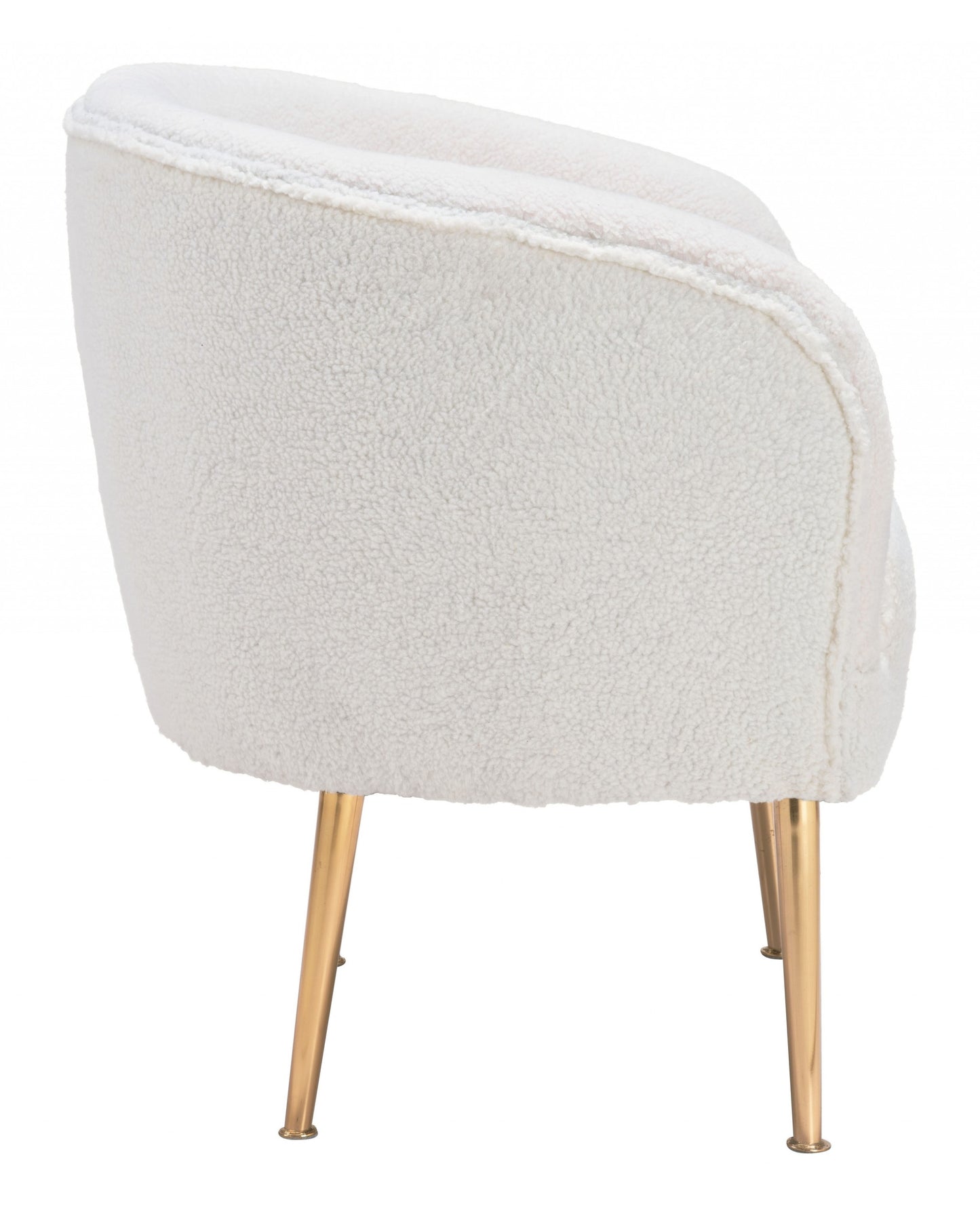29" Beige Sherpa And Gold Arm Chair By Homeroots | Armchairs | Modishstore - 3