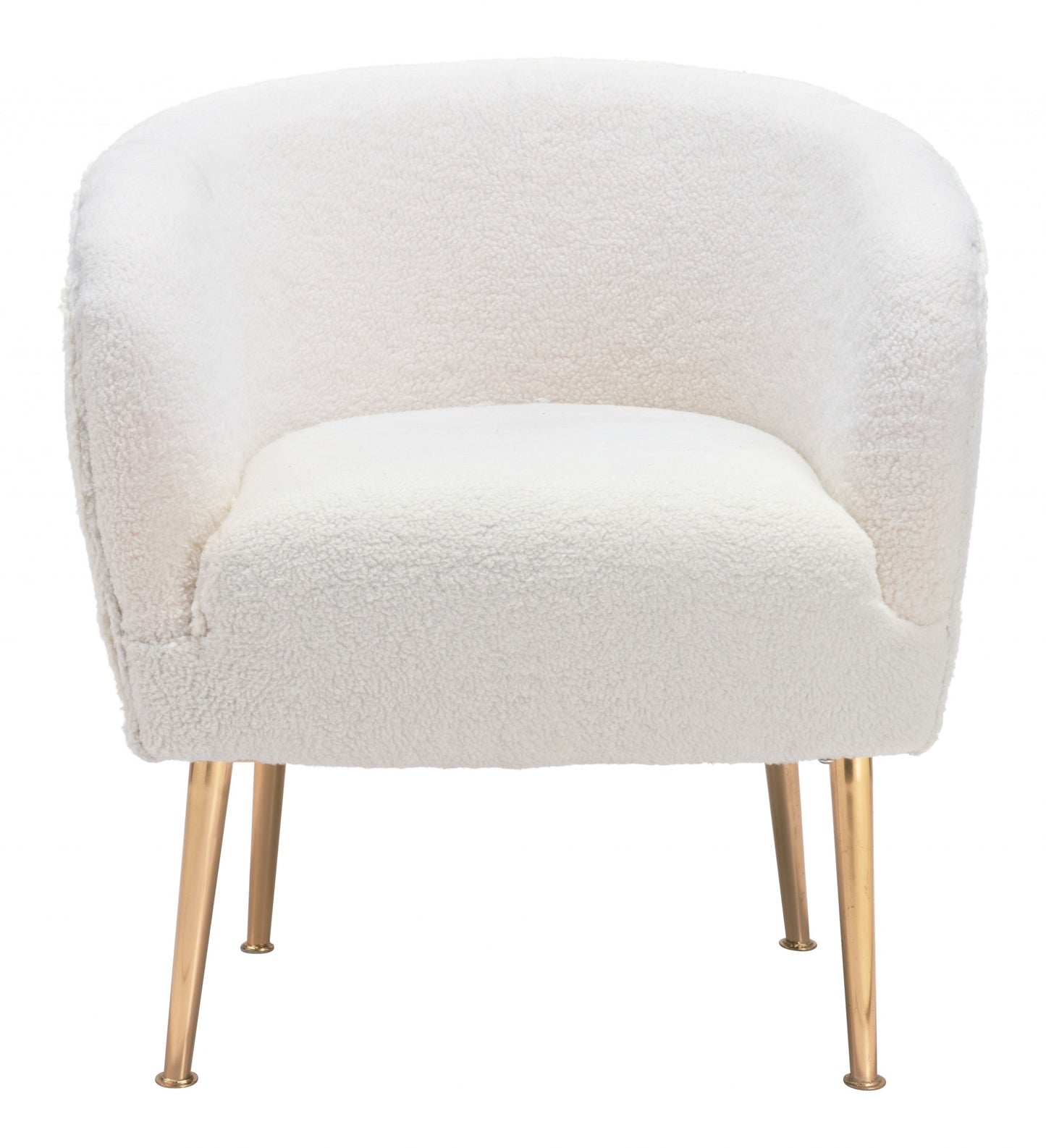29" Beige Sherpa And Gold Arm Chair By Homeroots | Armchairs | Modishstore - 4