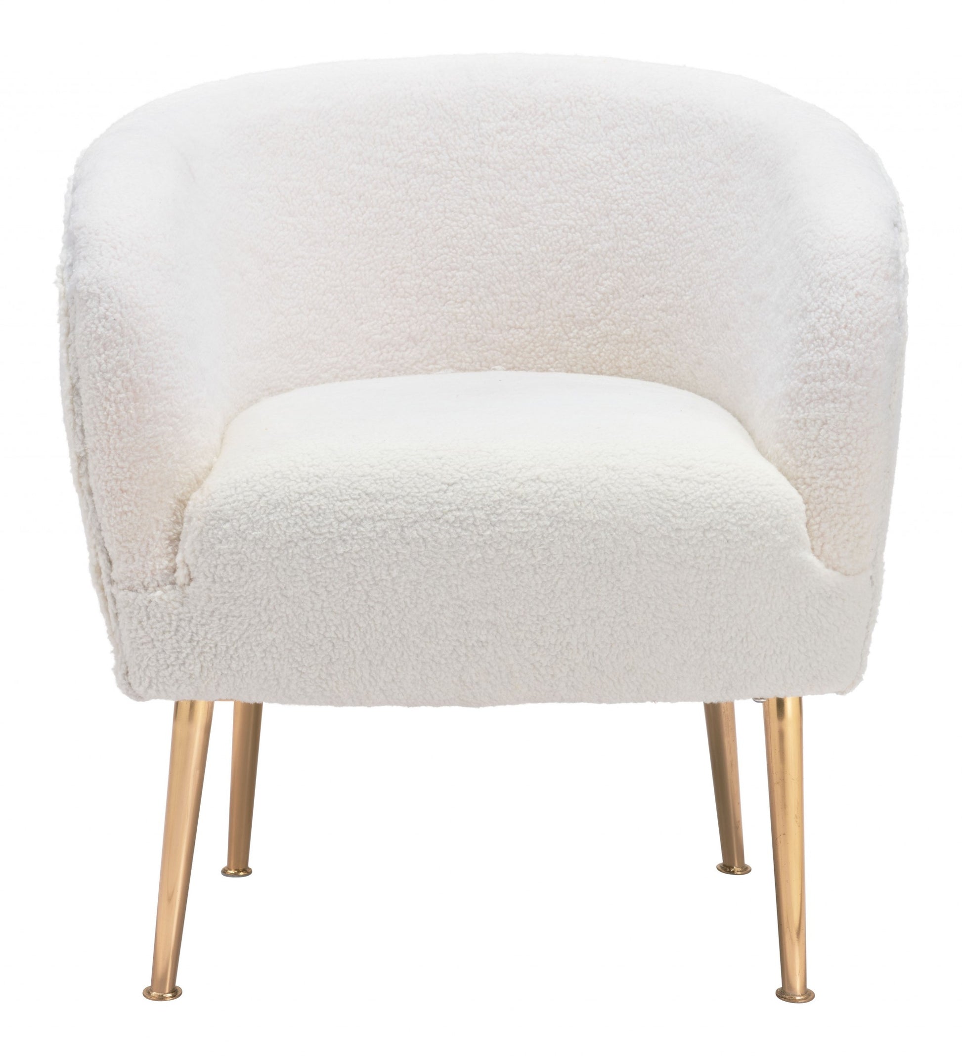 29" Beige Sherpa And Gold Arm Chair By Homeroots | Armchairs | Modishstore - 4