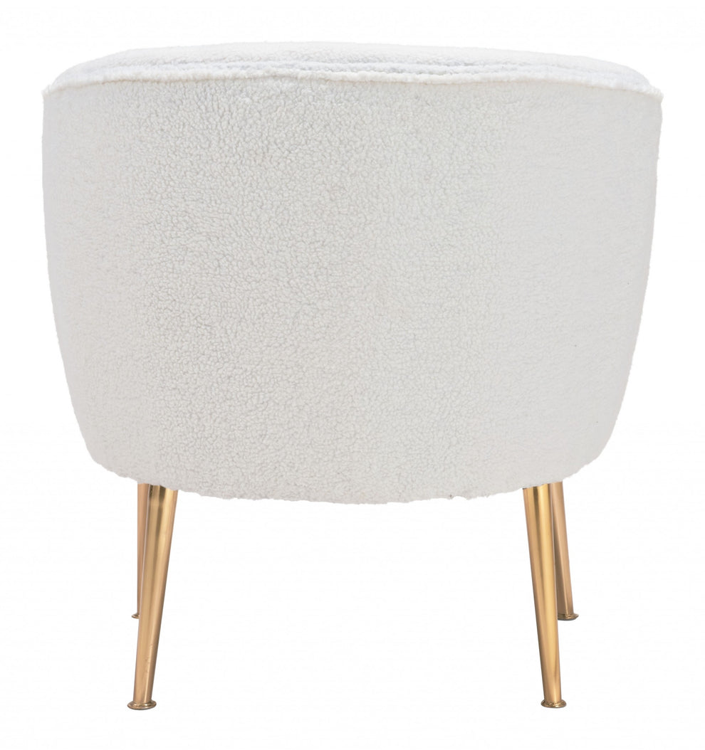 29" Beige Sherpa And Gold Arm Chair By Homeroots | Armchairs | Modishstore - 5