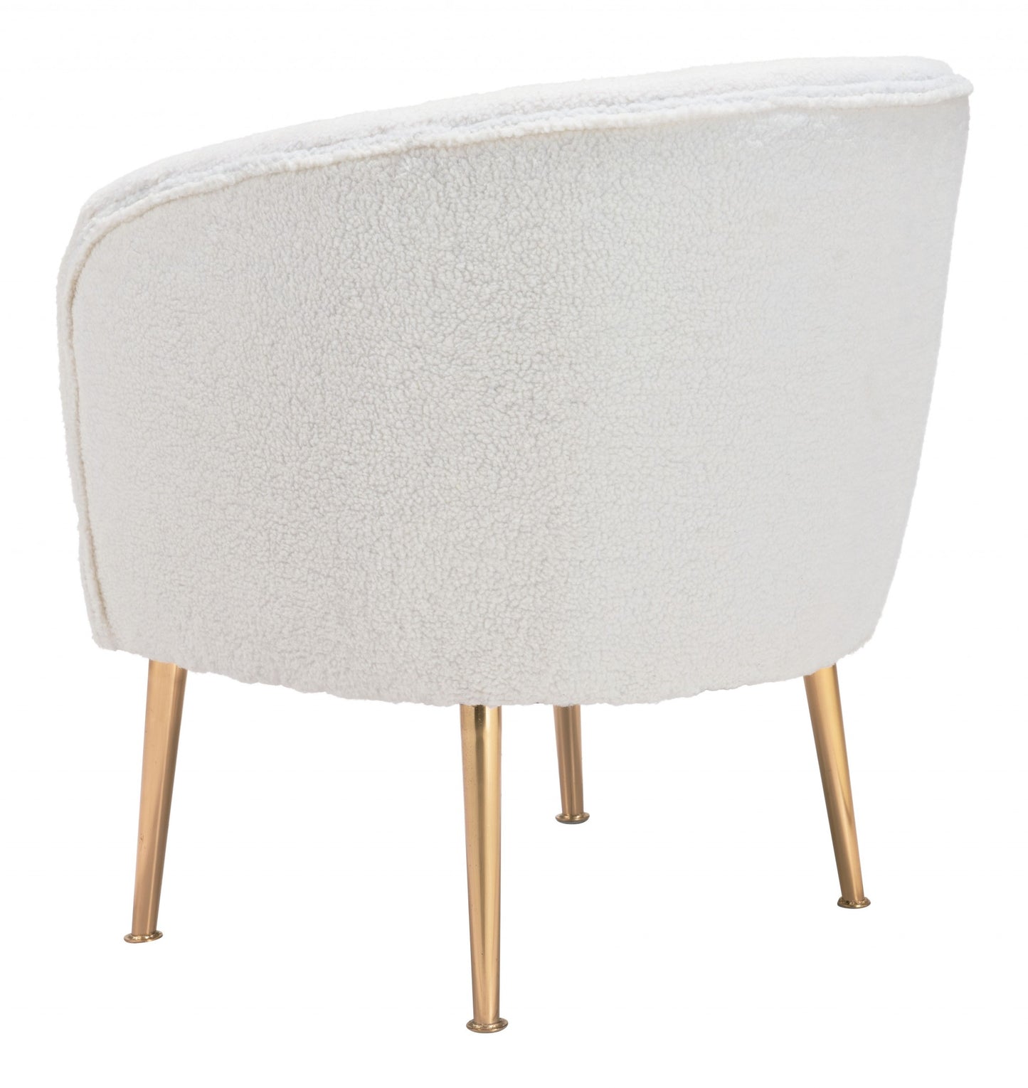 29" Beige Sherpa And Gold Arm Chair By Homeroots | Armchairs | Modishstore - 6