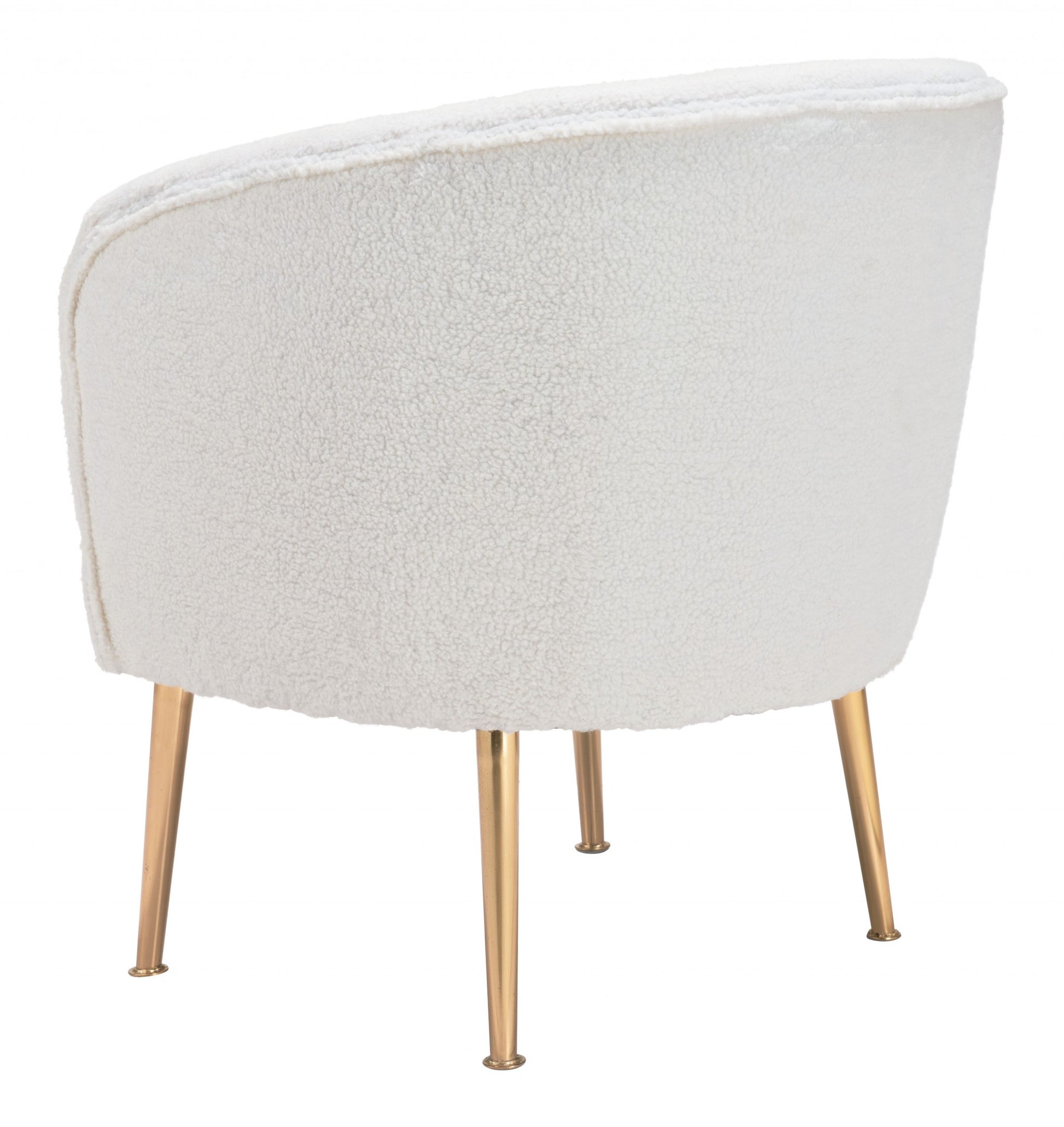 29" Beige Sherpa And Gold Arm Chair By Homeroots | Armchairs | Modishstore - 6
