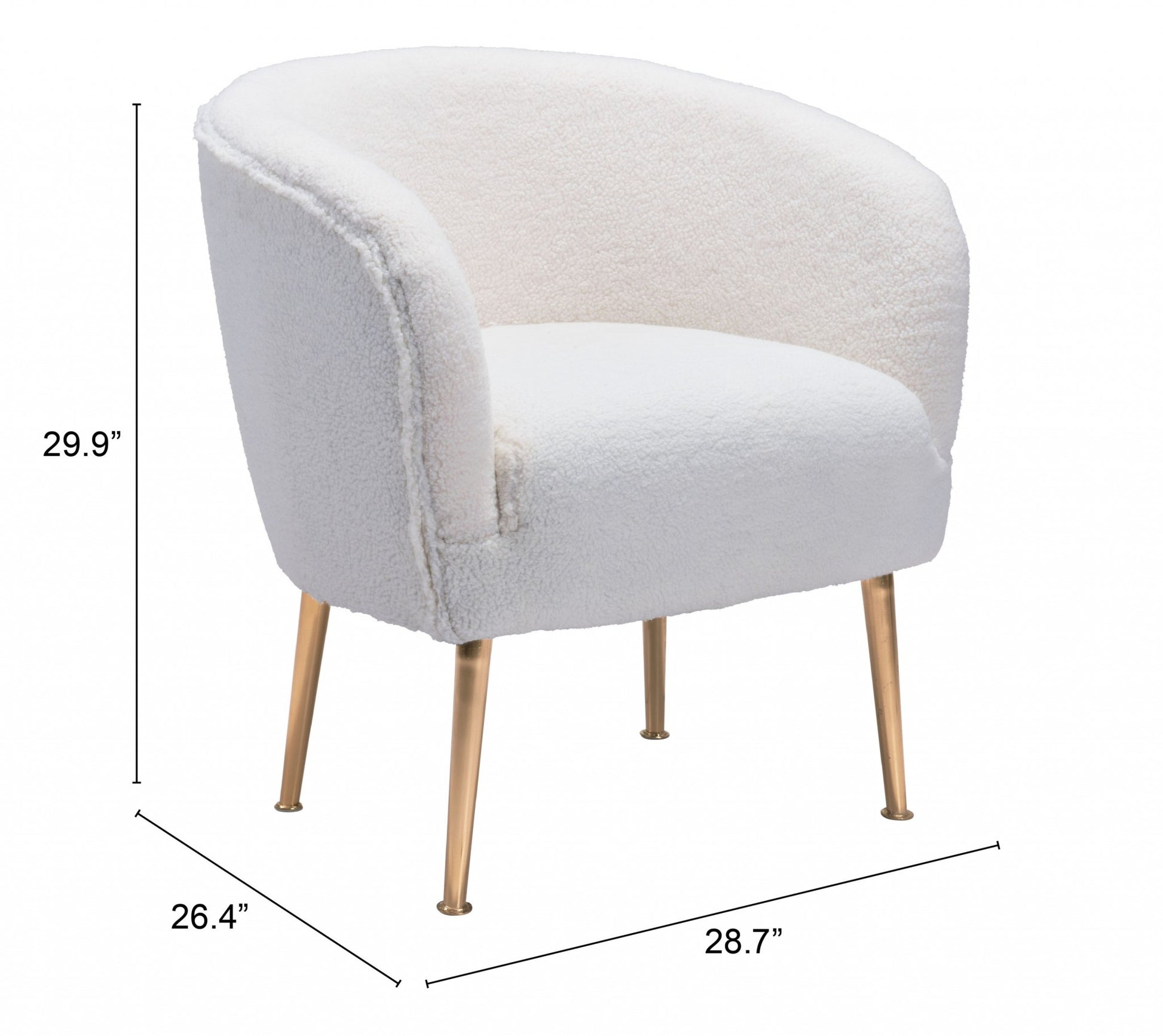 29" Beige Sherpa And Gold Arm Chair By Homeroots | Armchairs | Modishstore - 8