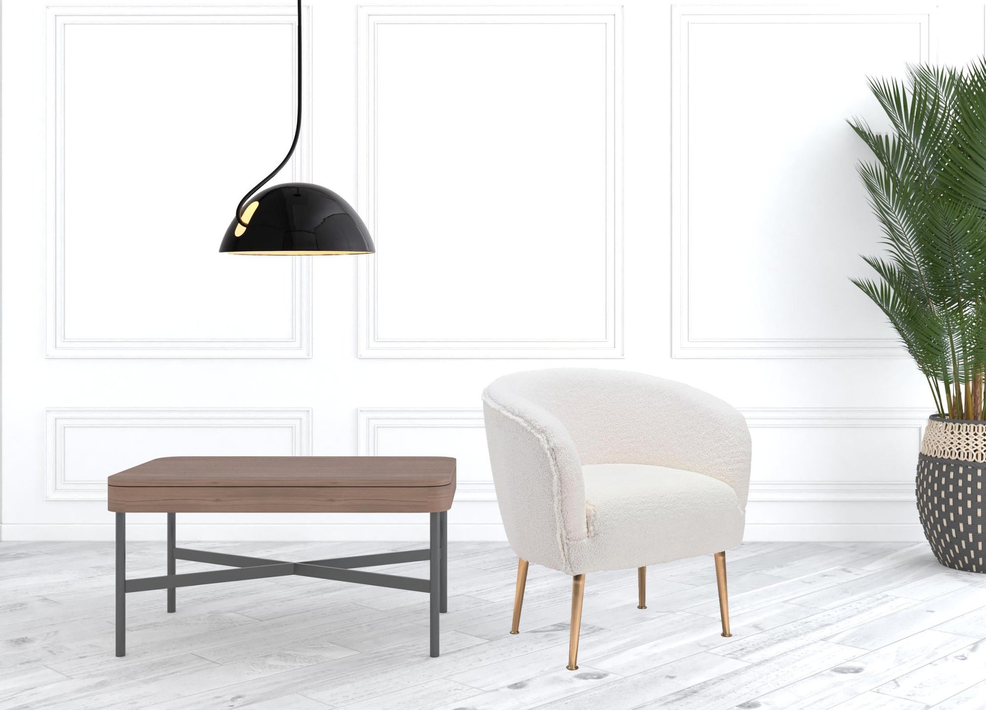 29" Beige Sherpa And Gold Arm Chair By Homeroots | Armchairs | Modishstore - 7