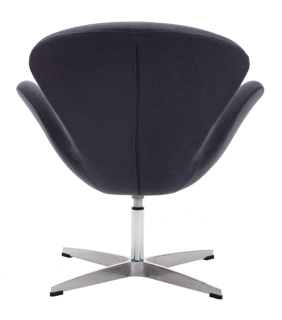 Dark Gray Scoop Swivel Chair By Homeroots | Armchairs | Modishstore - 4