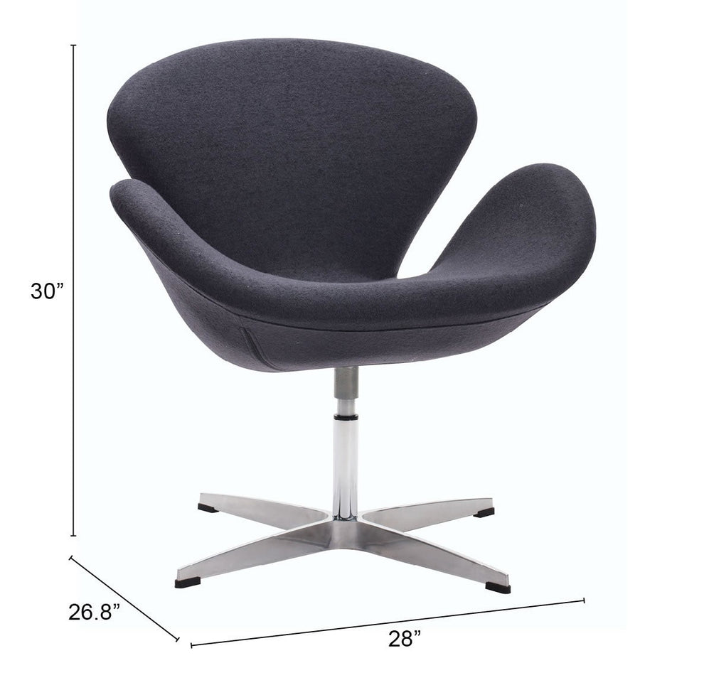Dark Gray Scoop Swivel Chair By Homeroots | Armchairs | Modishstore - 6