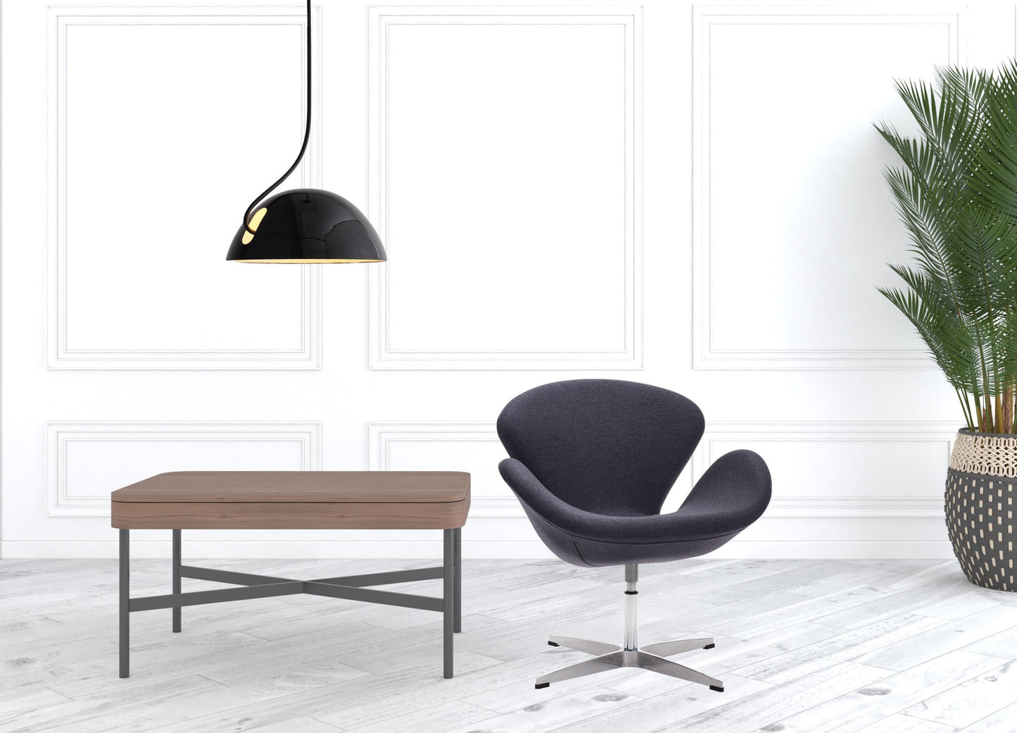 Dark Gray Scoop Swivel Chair By Homeroots | Armchairs | Modishstore - 5