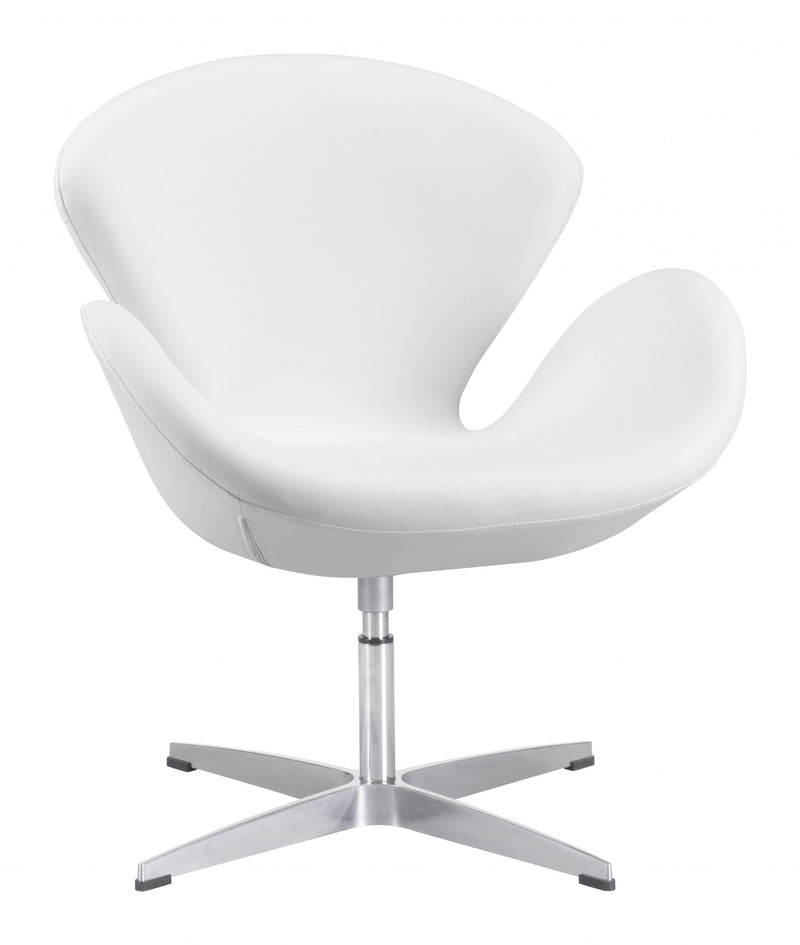 White Scoop Swivel Chair By Homeroots | Armchairs | Modishstore