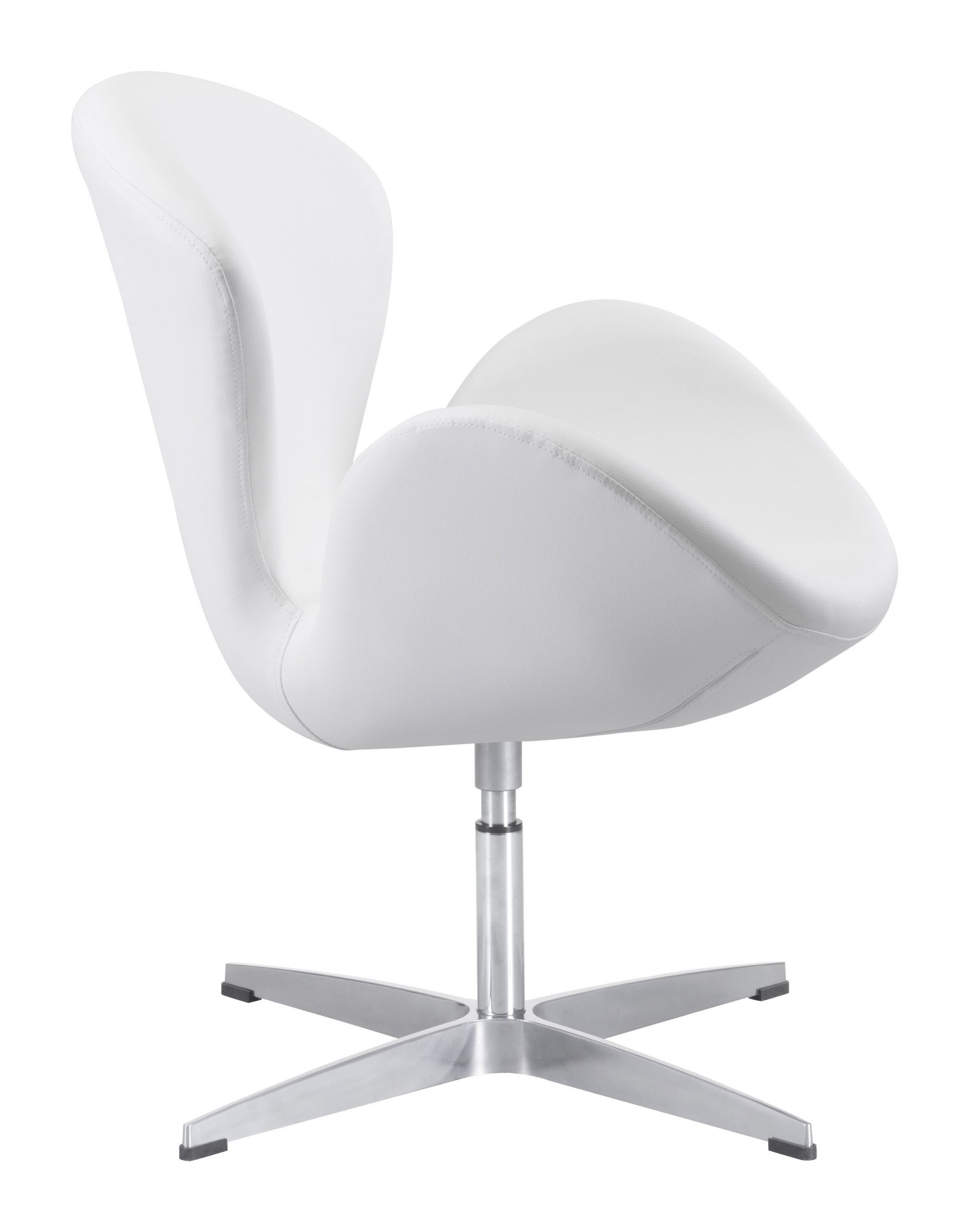 White Scoop Swivel Chair By Homeroots | Armchairs | Modishstore - 2