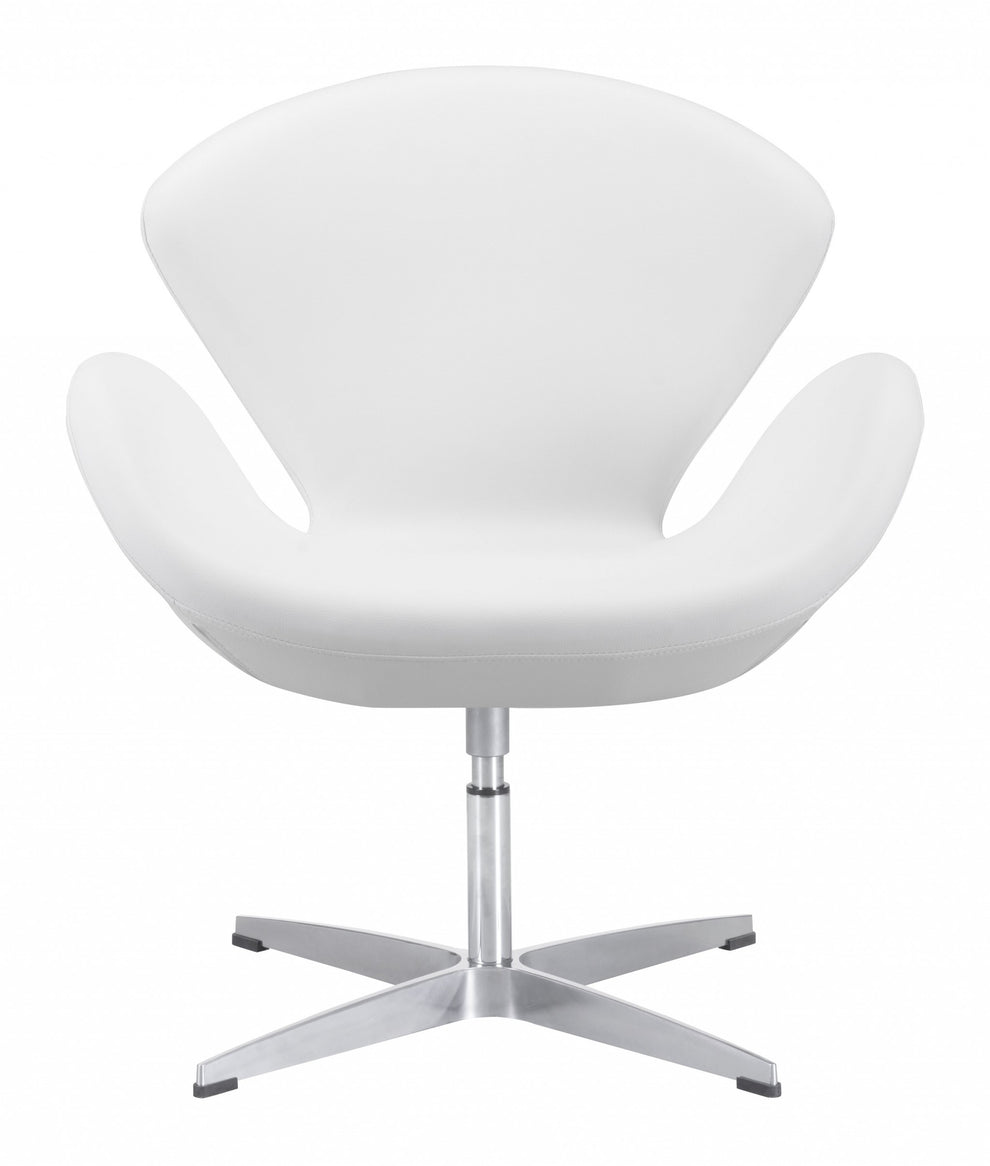 White Scoop Swivel Chair By Homeroots | Armchairs | Modishstore - 3
