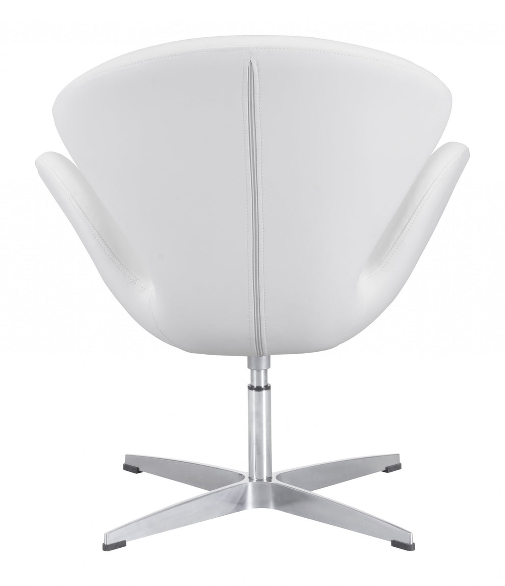 White Scoop Swivel Chair By Homeroots | Armchairs | Modishstore - 4