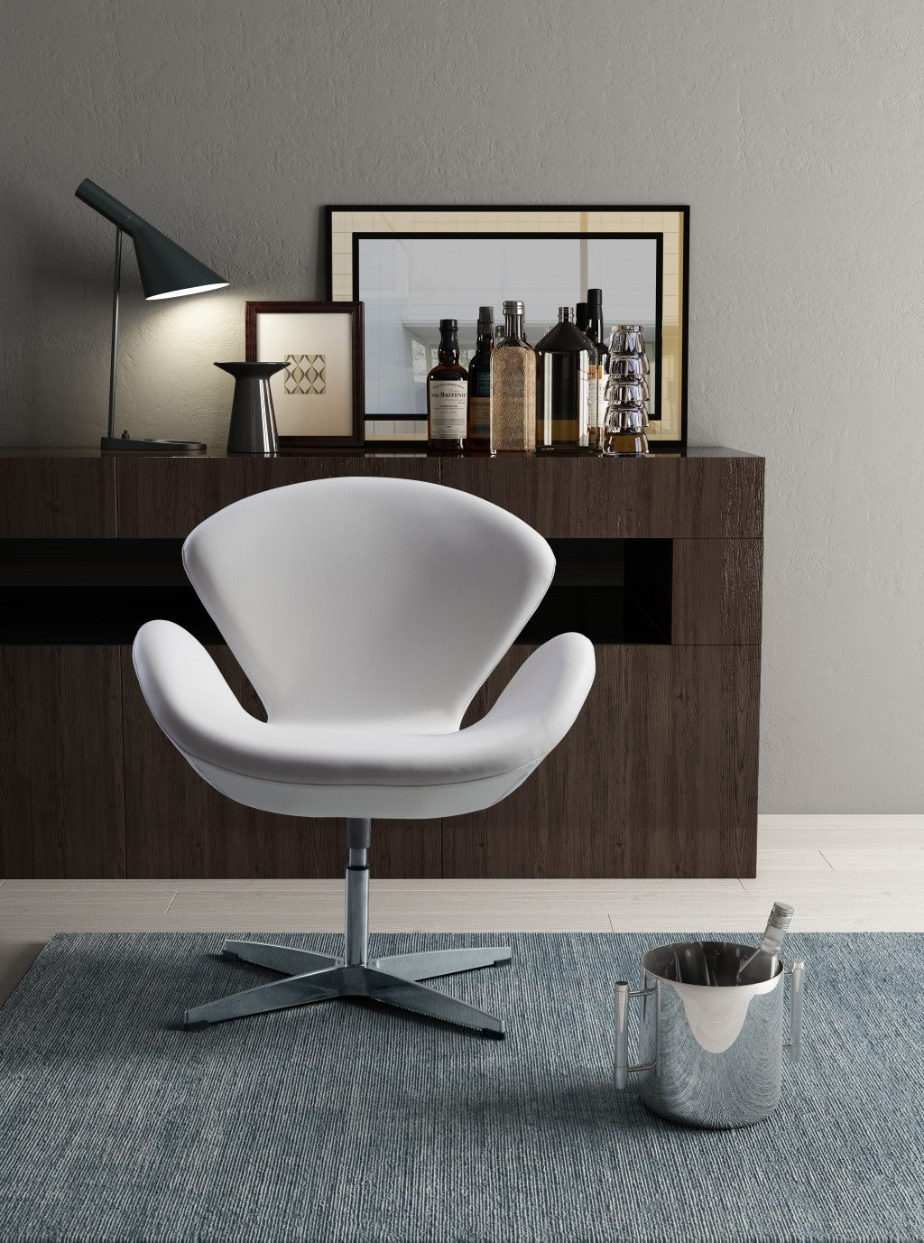 White Scoop Swivel Chair By Homeroots | Armchairs | Modishstore - 6