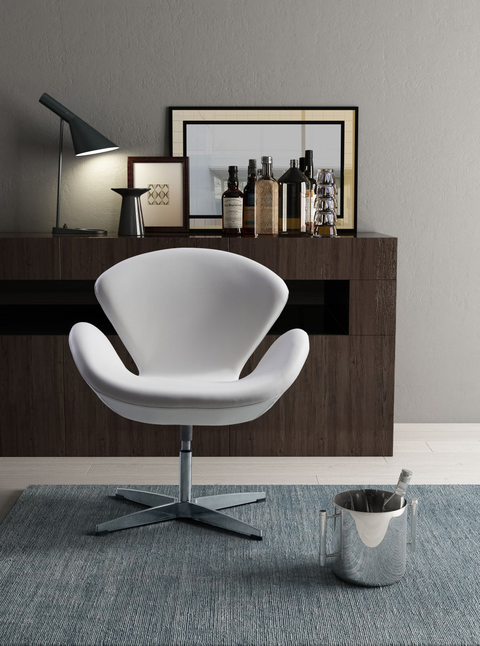White Scoop Swivel Chair By Homeroots | Armchairs | Modishstore - 6