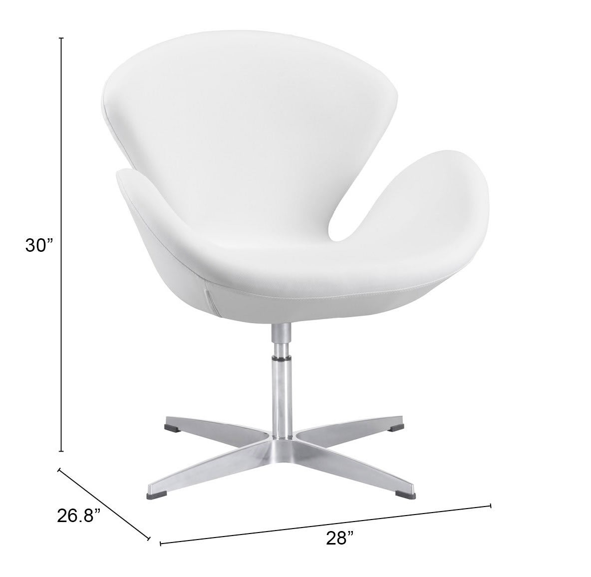 White Scoop Swivel Chair By Homeroots | Armchairs | Modishstore - 7