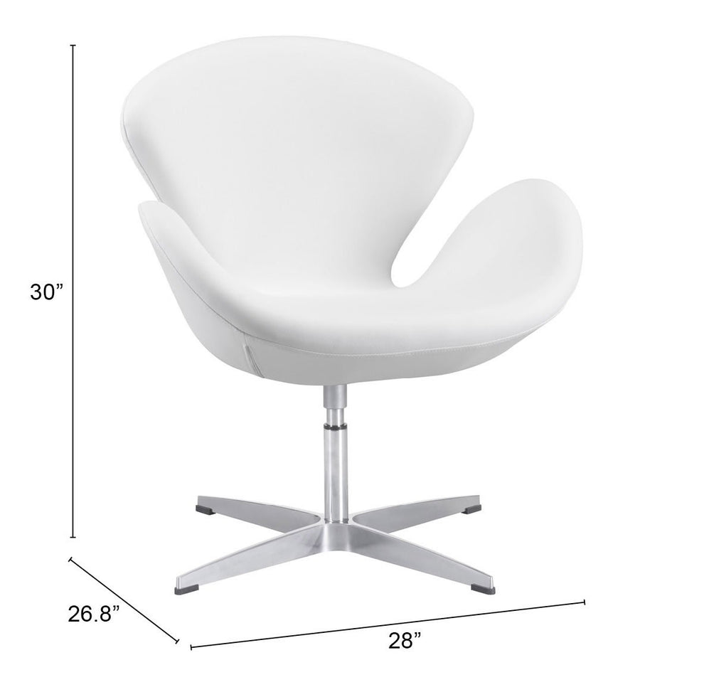White Scoop Swivel Chair By Homeroots | Armchairs | Modishstore - 7