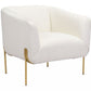 31" Ivory and Gold Textural Upholstered Accent Armchair By Homeroots