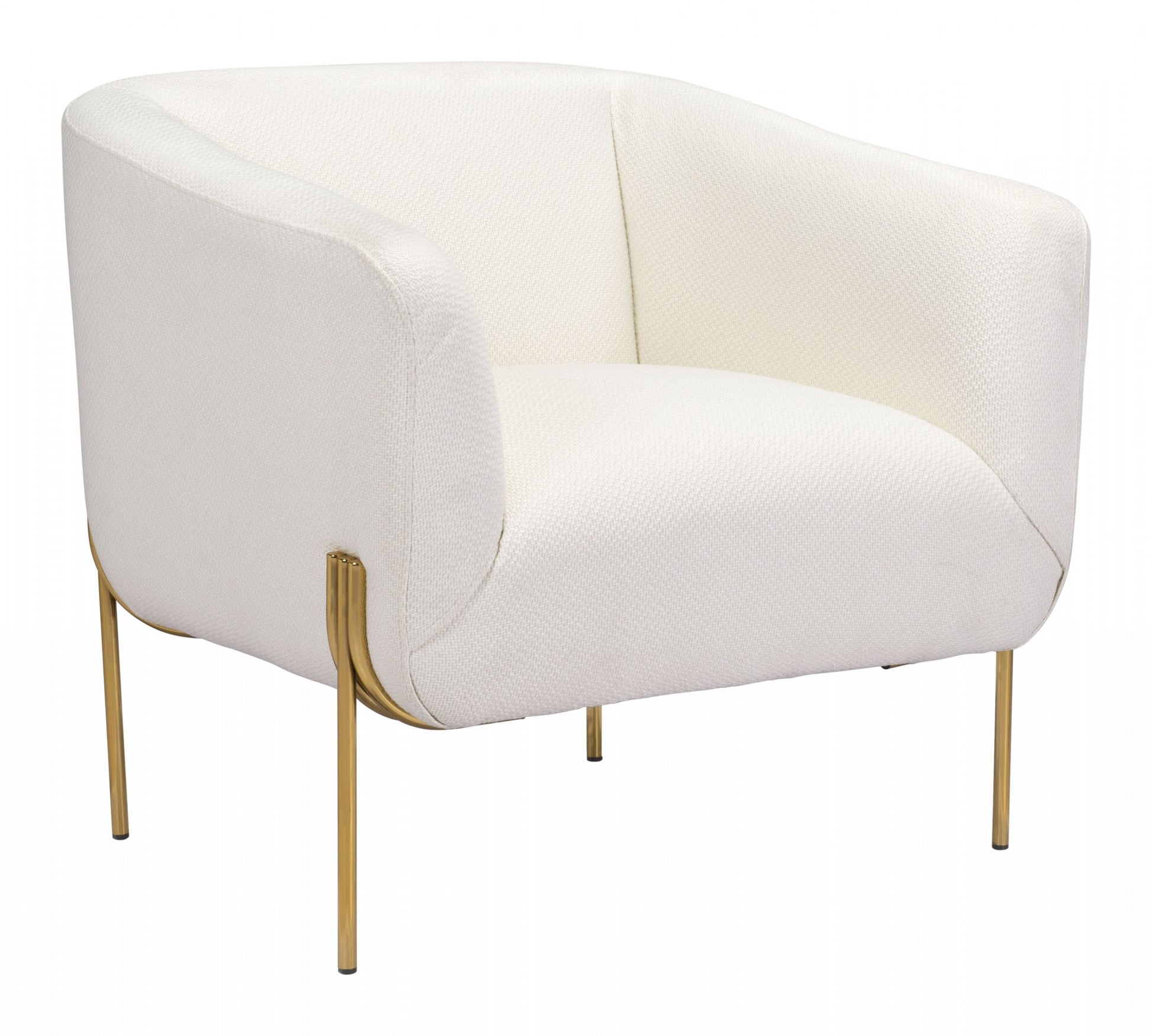31" Ivory and Gold Textural Upholstered Accent Armchair By Homeroots | Armchairs | Modishstore - 2