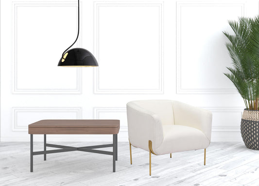 31" Ivory and Gold Textural Upholstered Accent Armchair By Homeroots | Armchairs | Modishstore