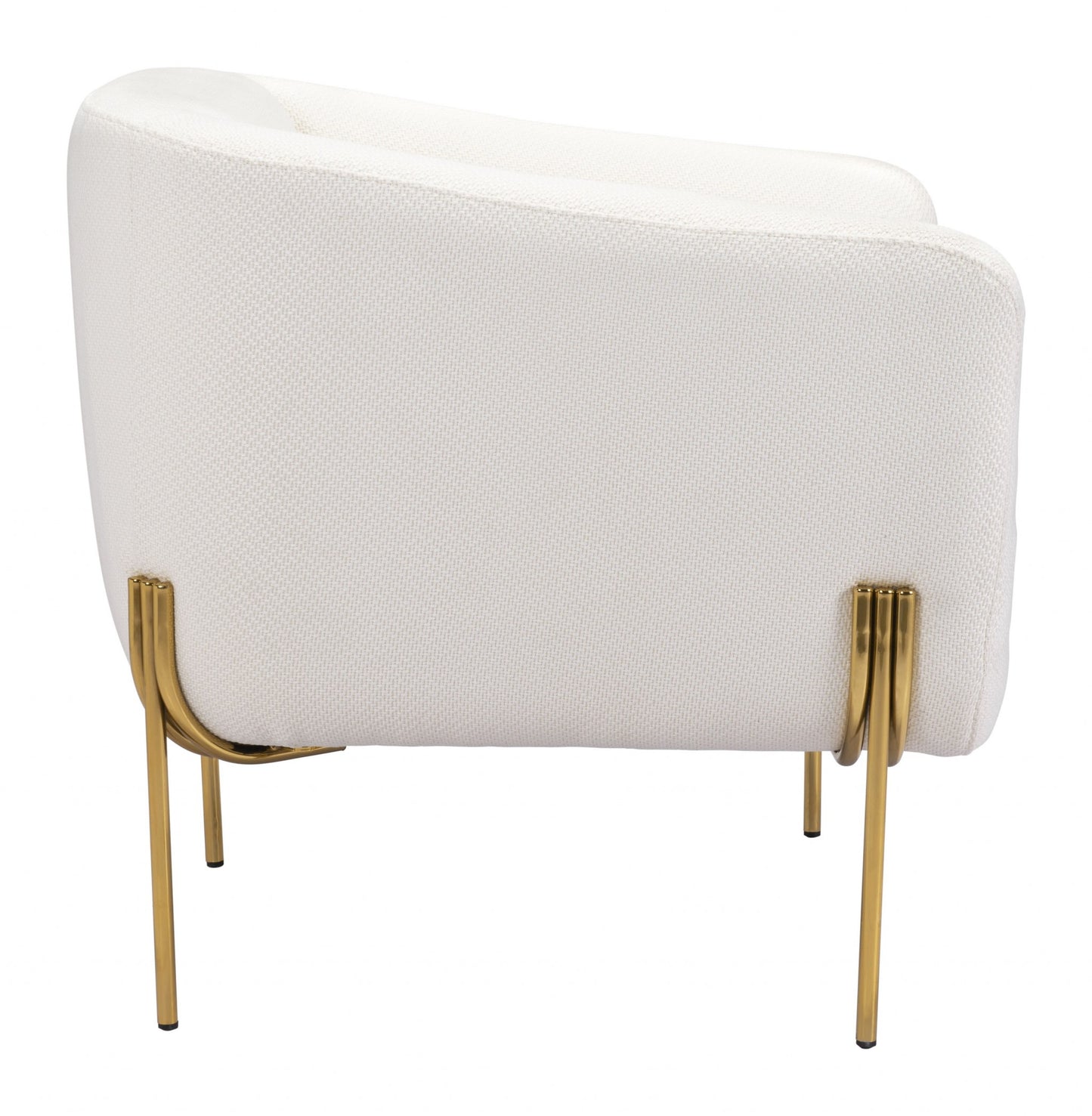 31" Ivory and Gold Textural Upholstered Accent Armchair By Homeroots | Armchairs | Modishstore - 3