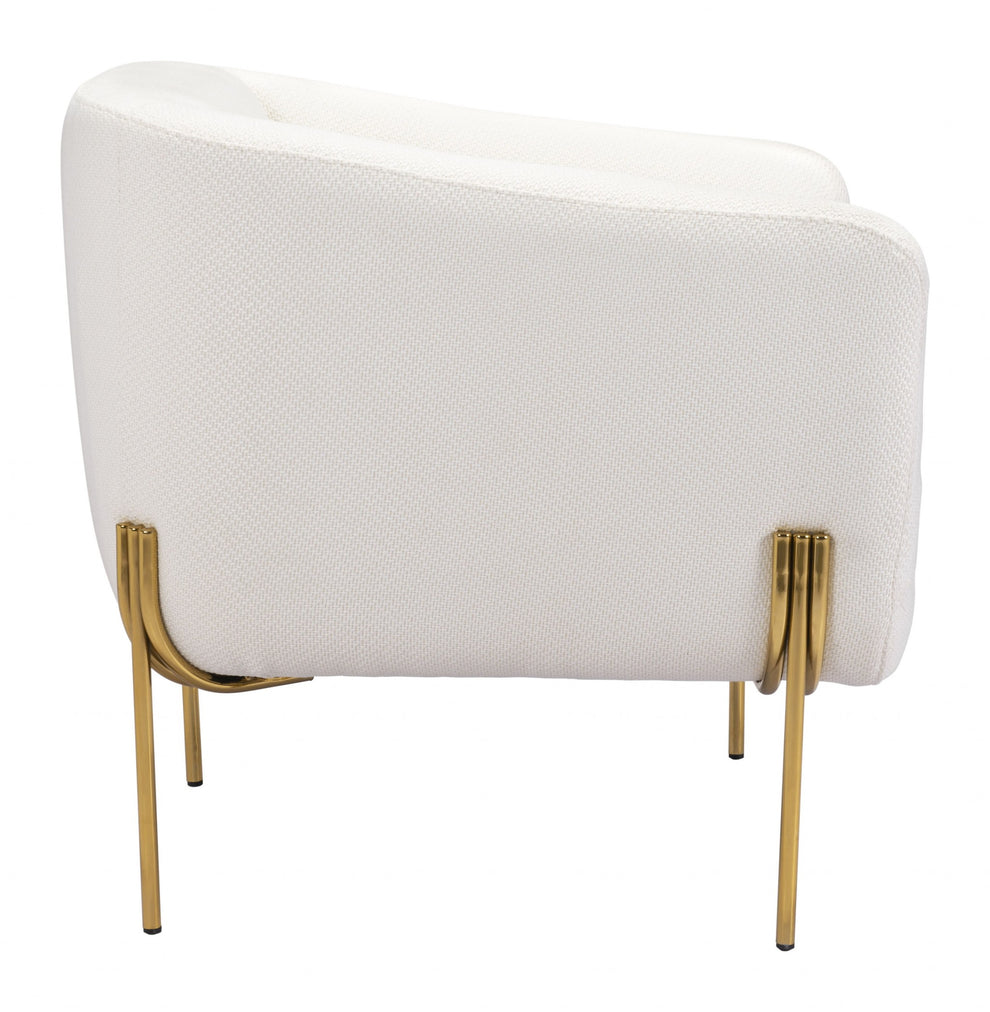 31" Ivory and Gold Textural Upholstered Accent Armchair By Homeroots | Armchairs | Modishstore - 3