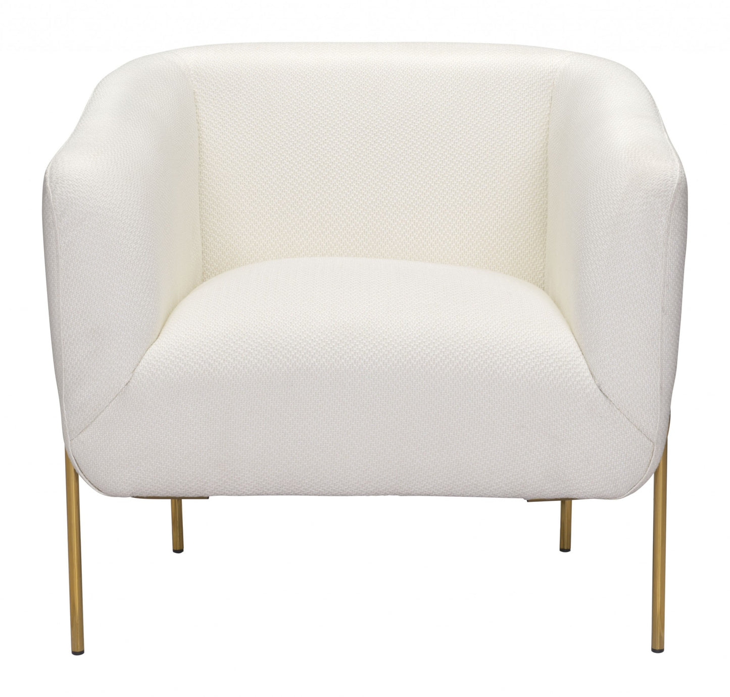 31" Ivory and Gold Textural Upholstered Accent Armchair By Homeroots | Armchairs | Modishstore - 4