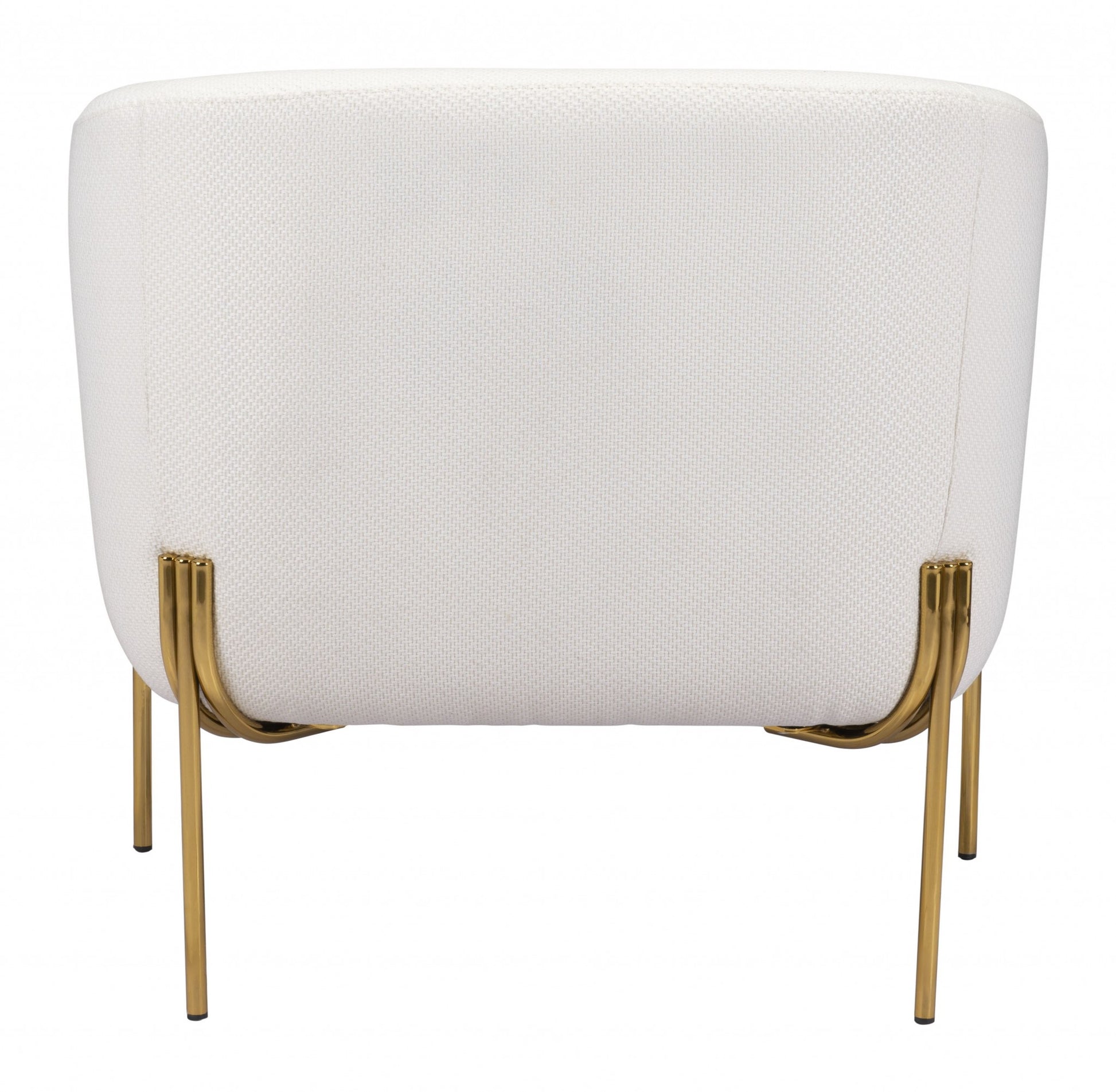 31" Ivory and Gold Textural Upholstered Accent Armchair By Homeroots | Armchairs | Modishstore - 5
