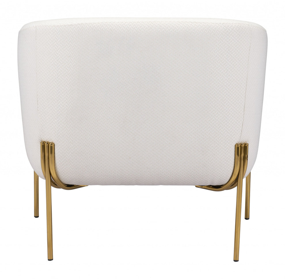 31" Ivory and Gold Textural Upholstered Accent Armchair By Homeroots | Armchairs | Modishstore - 5