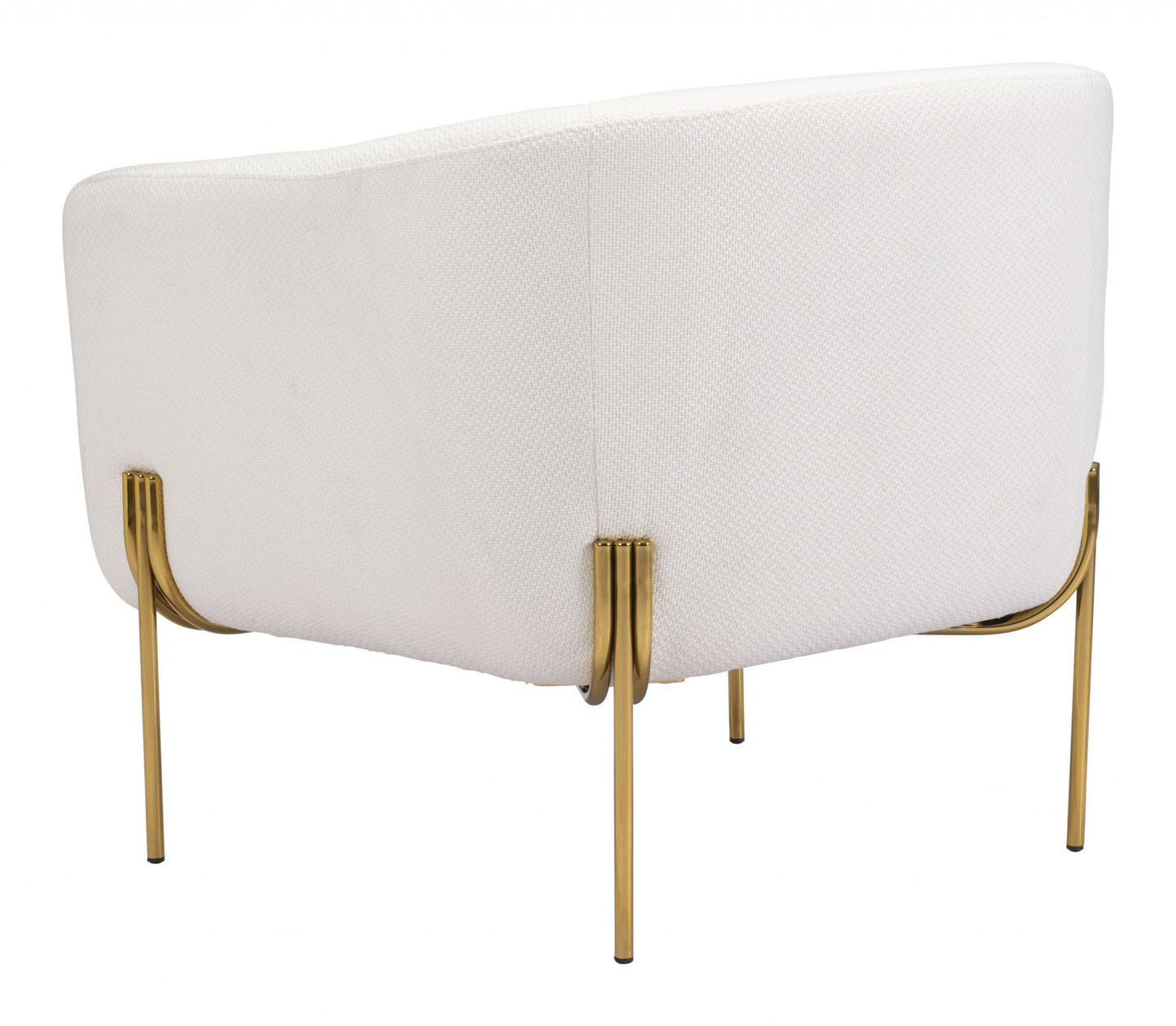 31" Ivory and Gold Textural Upholstered Accent Armchair By Homeroots | Armchairs | Modishstore - 6