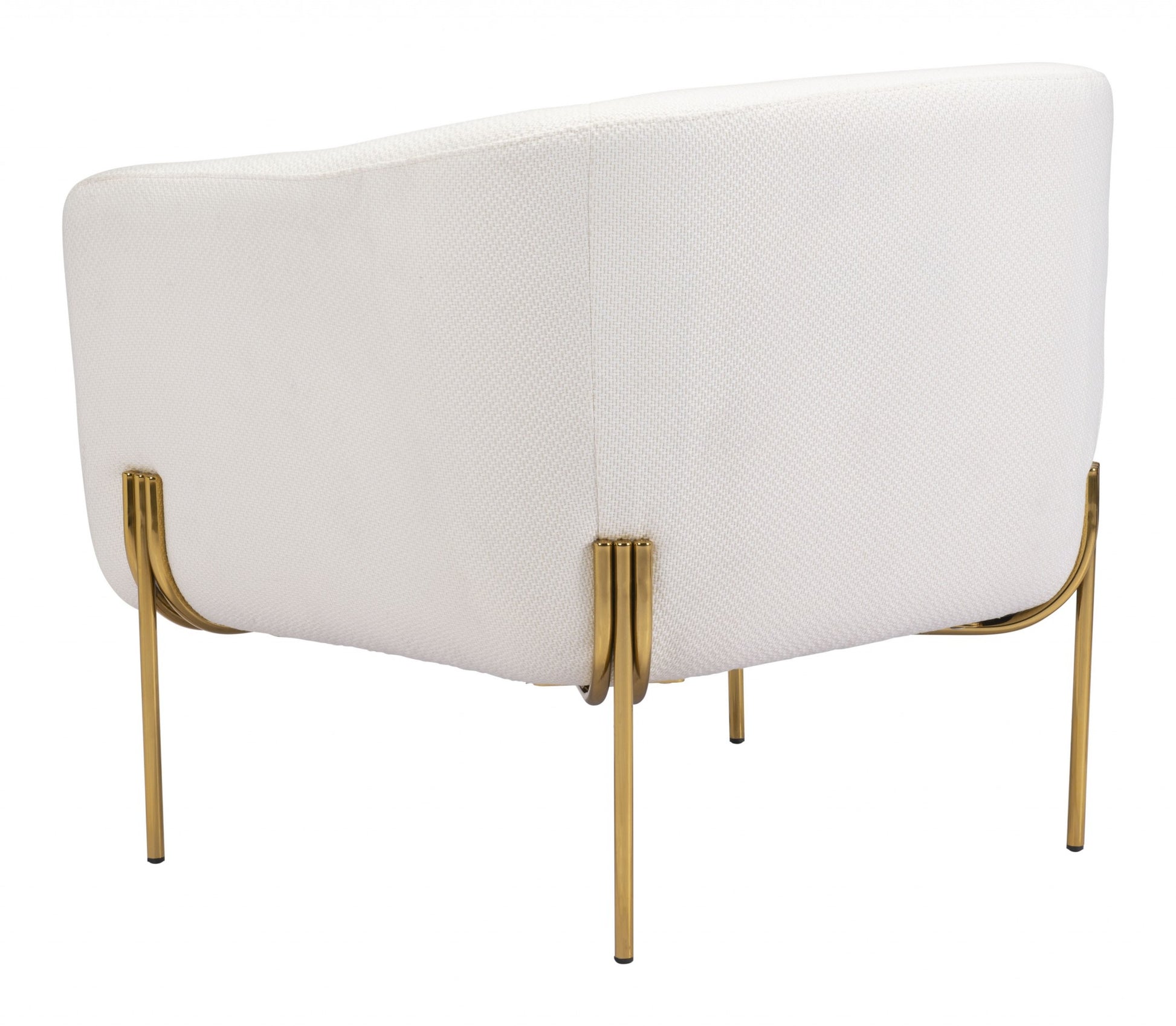 31" Ivory and Gold Textural Upholstered Accent Armchair By Homeroots | Armchairs | Modishstore - 6
