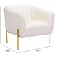 31" Ivory and Gold Textural Upholstered Accent Armchair By Homeroots | Armchairs | Modishstore - 7
