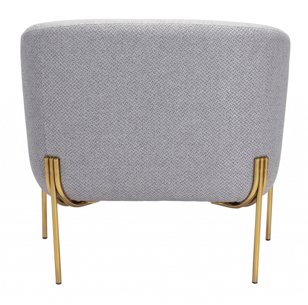 31" Gray And Gold Linen Barrel Chair By Homeroots | Armchairs | Modishstore - 4