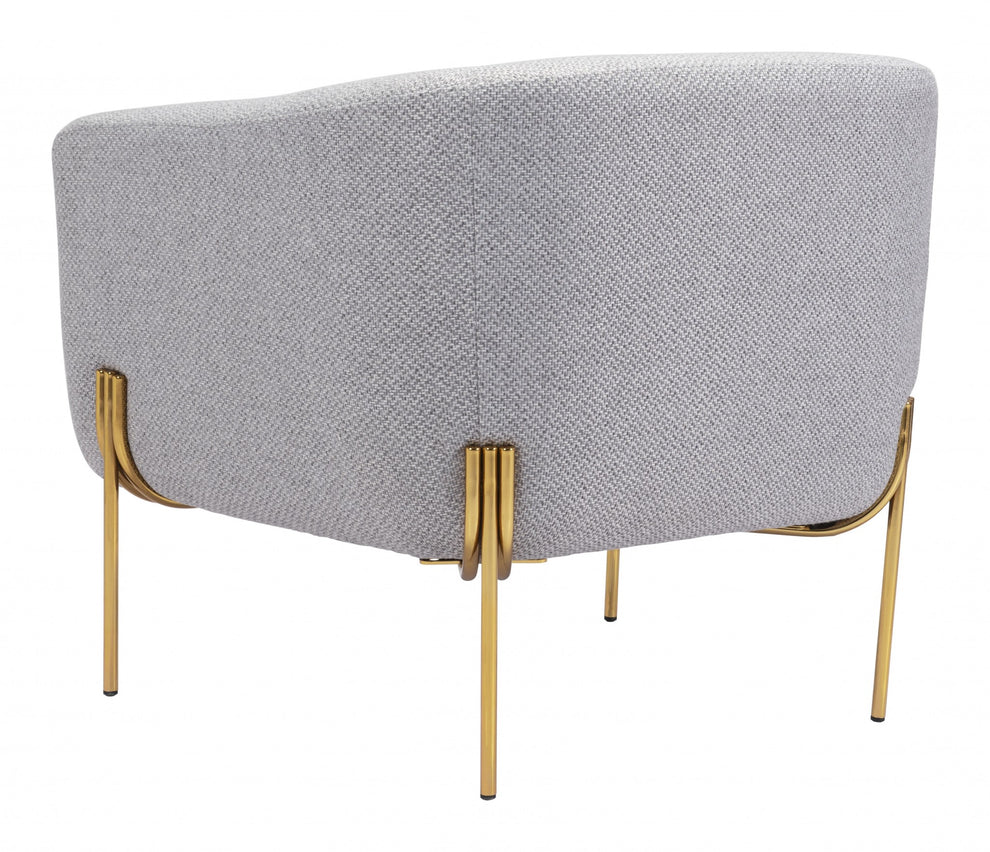 31" Gray And Gold Linen Barrel Chair By Homeroots | Armchairs | Modishstore - 5