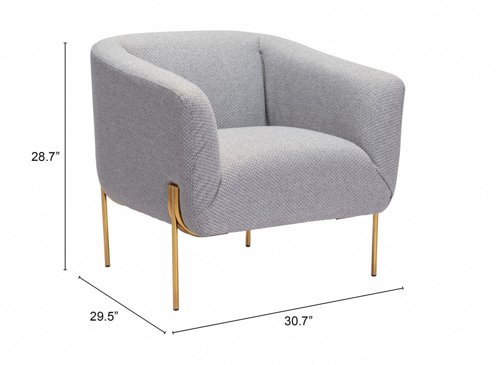 31" Gray And Gold Linen Barrel Chair By Homeroots | Armchairs | Modishstore - 8